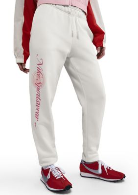 Nike Women's Sportswear Club Fleece Mid-Rise Graphic Pants, Large