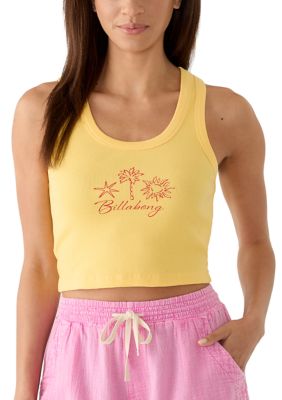 Billabong Women's Sun Palm Seashell Tank Top, Yellow, XL