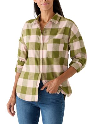 Billabong Women's Shana Plaid Flannel Shirt, XL