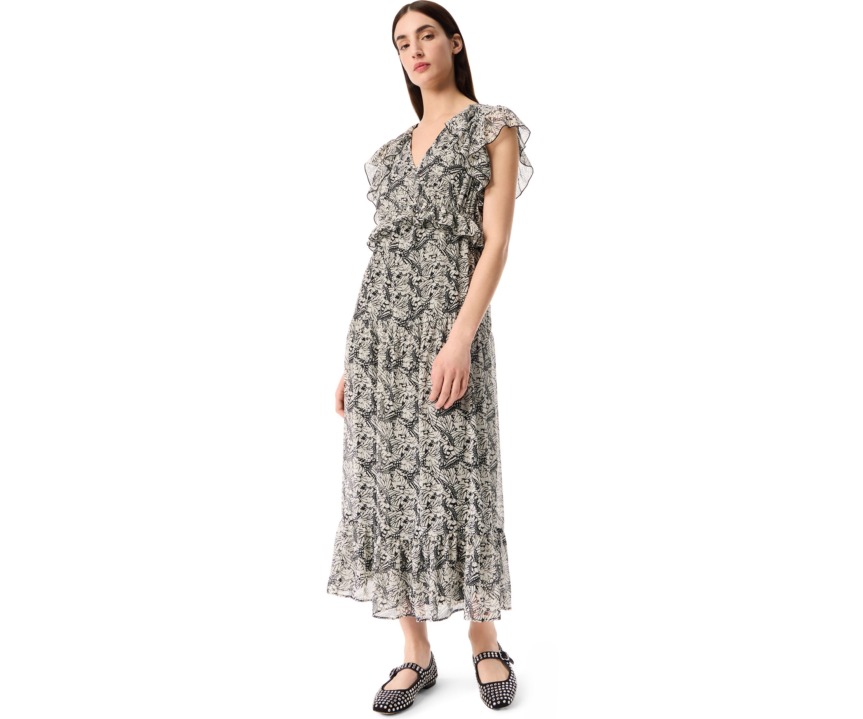 Womens Cassis Tiered Ruffle Dress