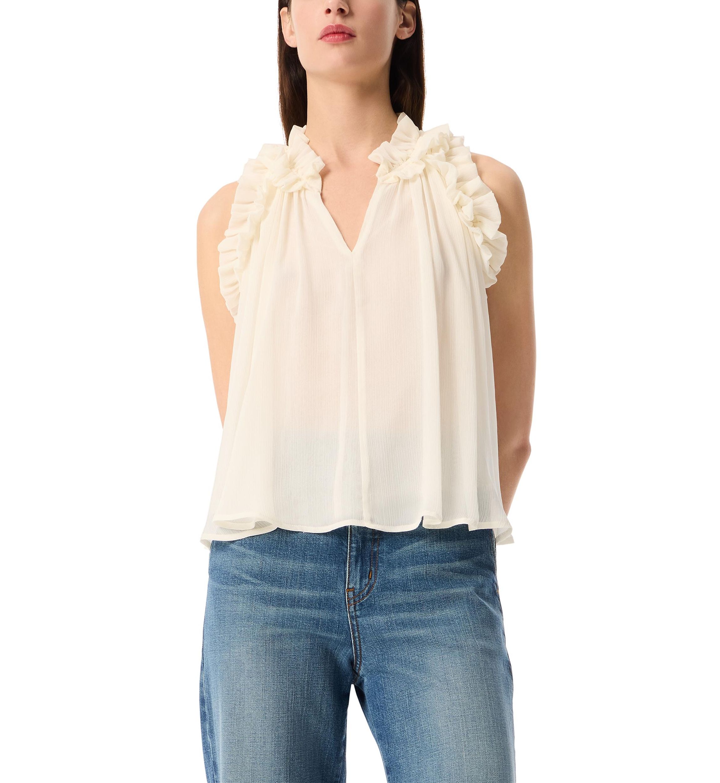 Womens Jean Easy Style Ruffle Top