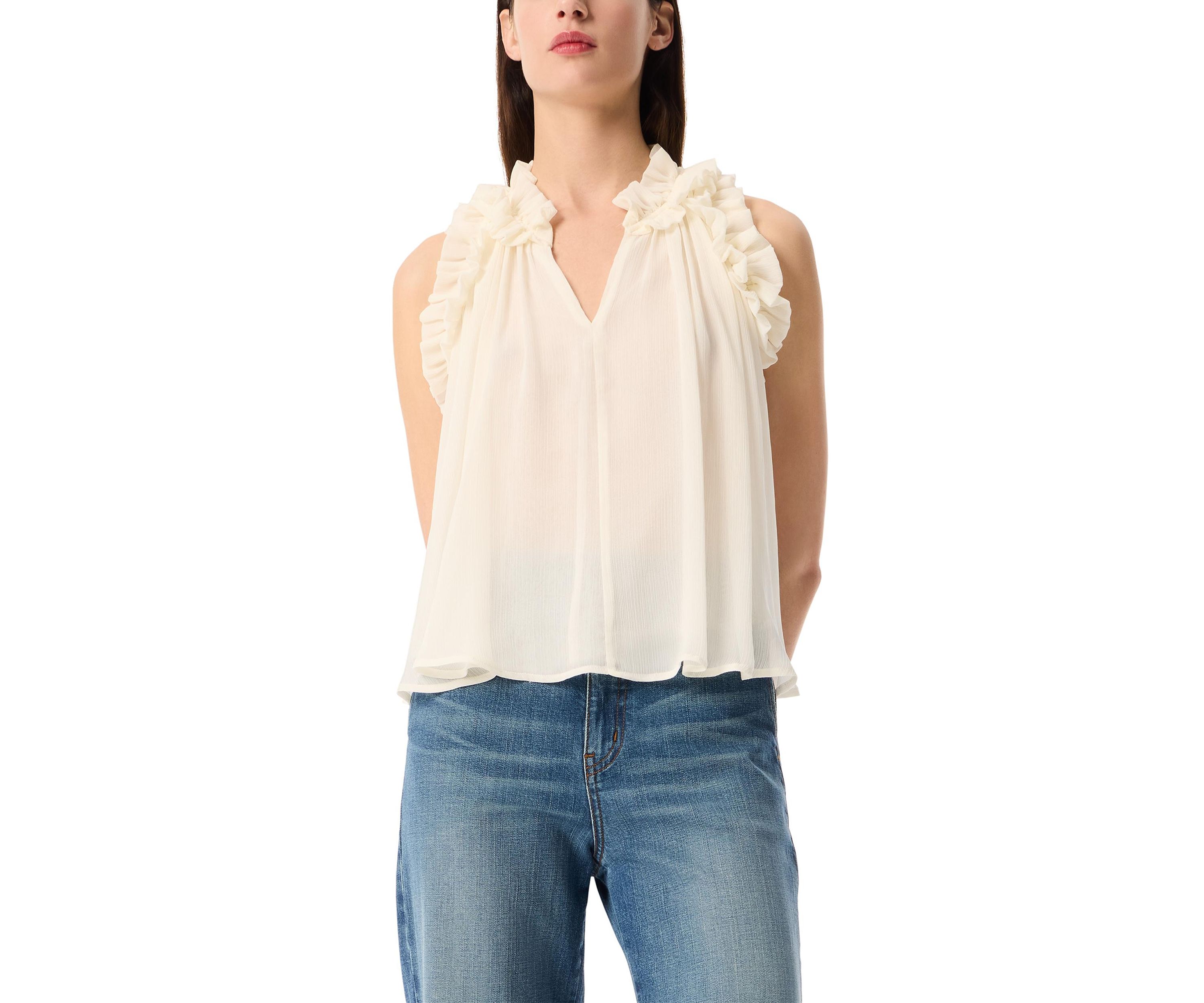 Womens Jean Easy Style Ruffle Top