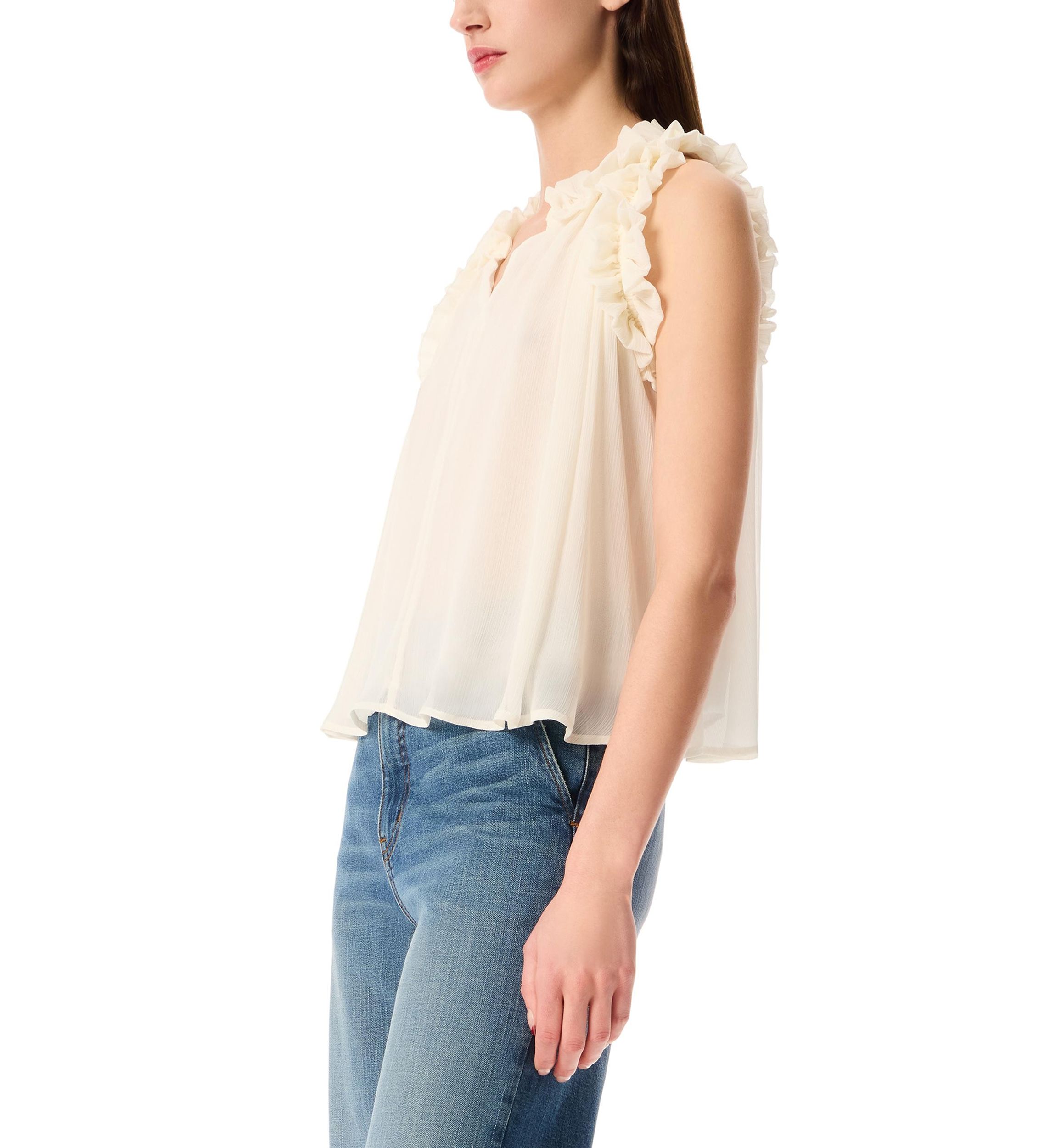 Womens Jean Easy Style Ruffle Top