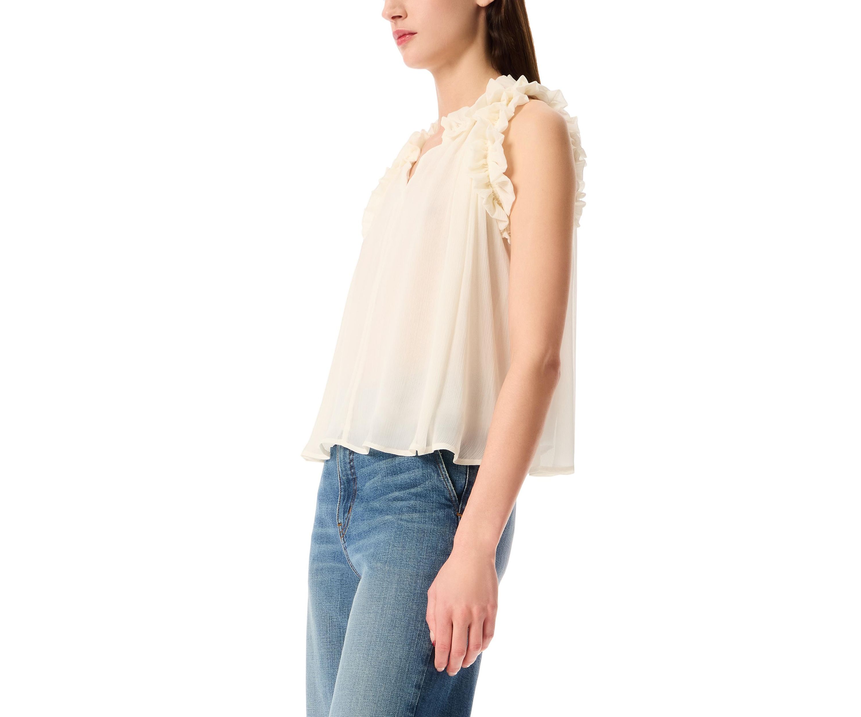 Womens Jean Easy Style Ruffle Top