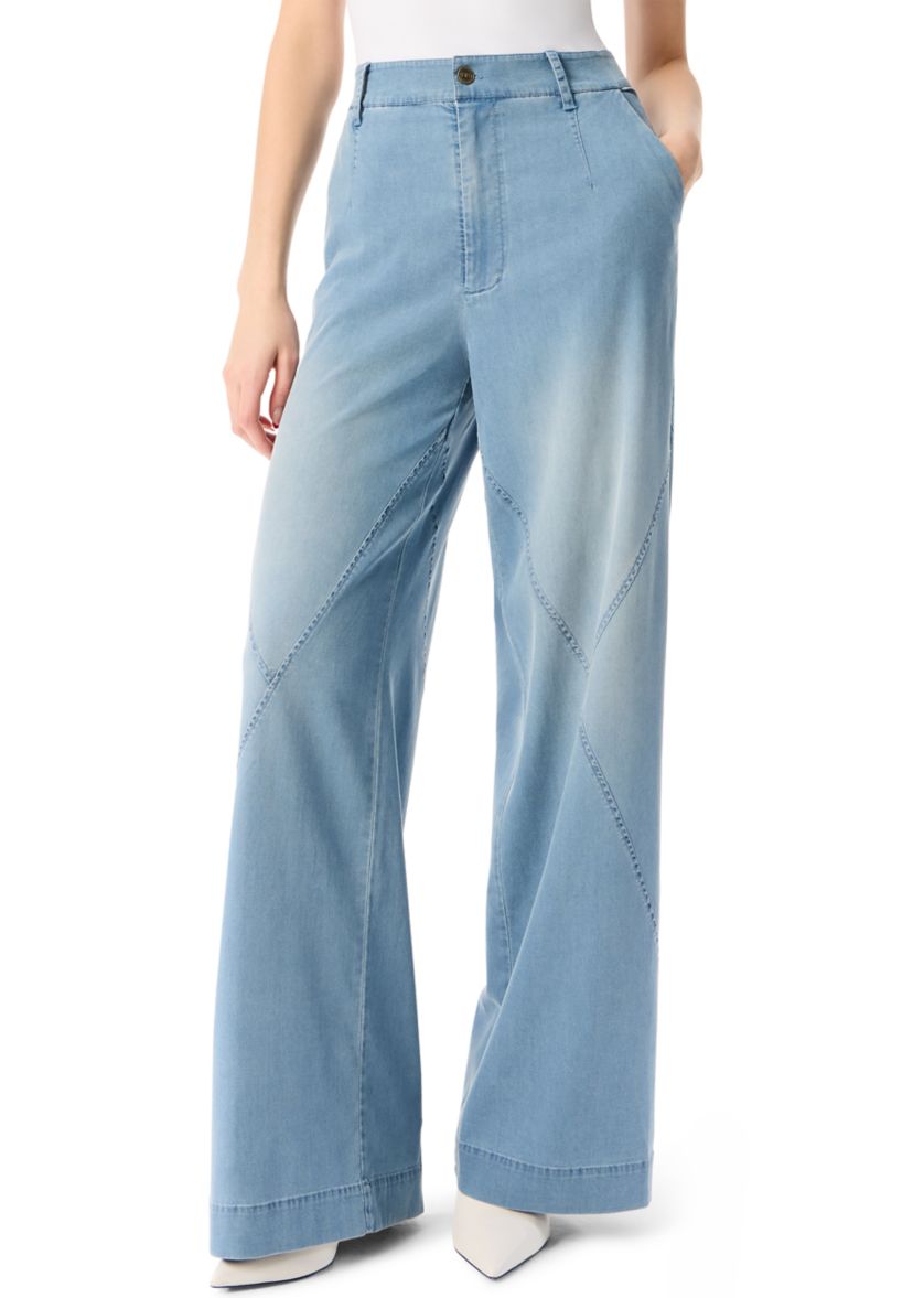 Womens Seamed High Rise Wide Leg Pants