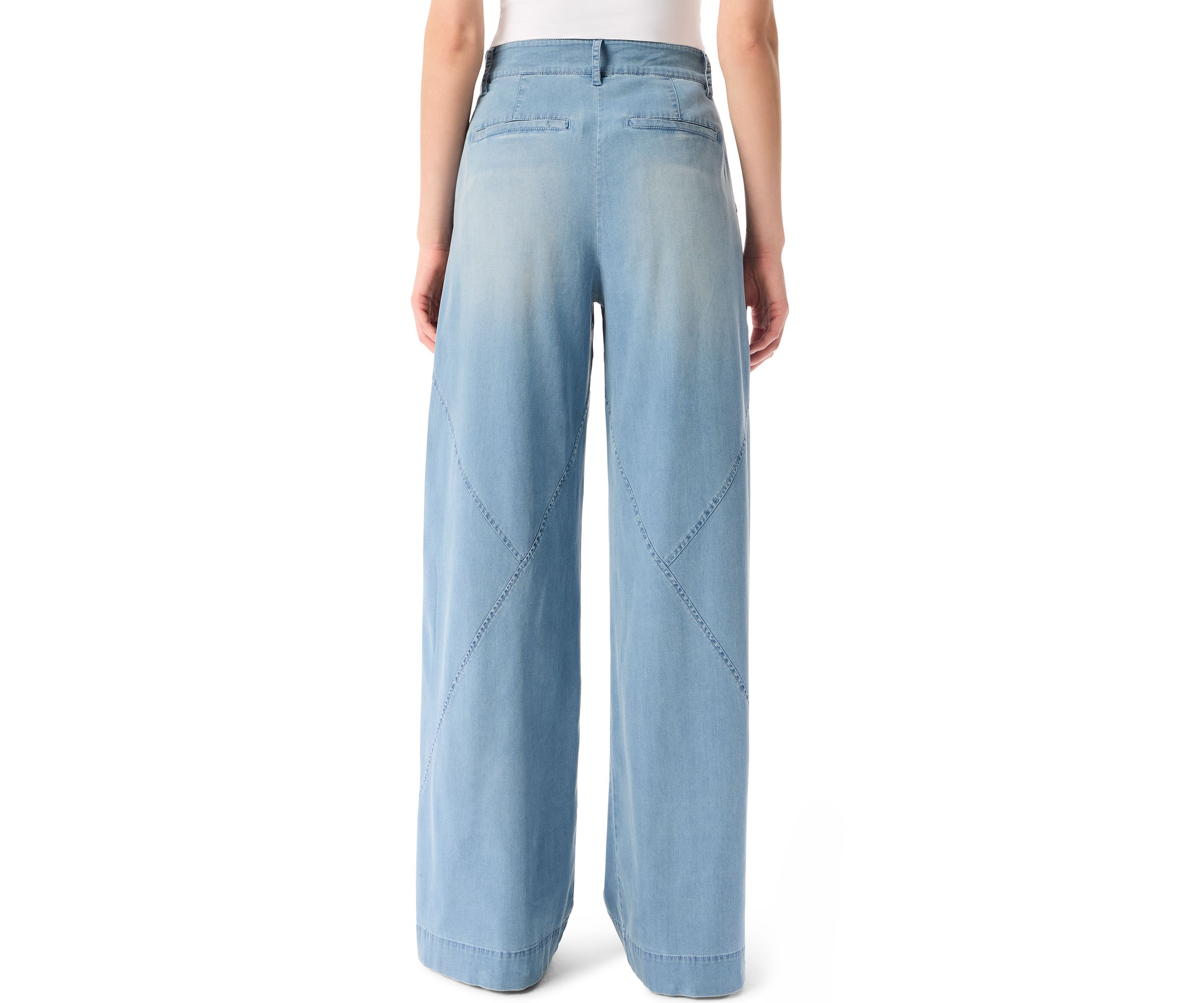 Womens Seamed High Rise Wide Leg Pants