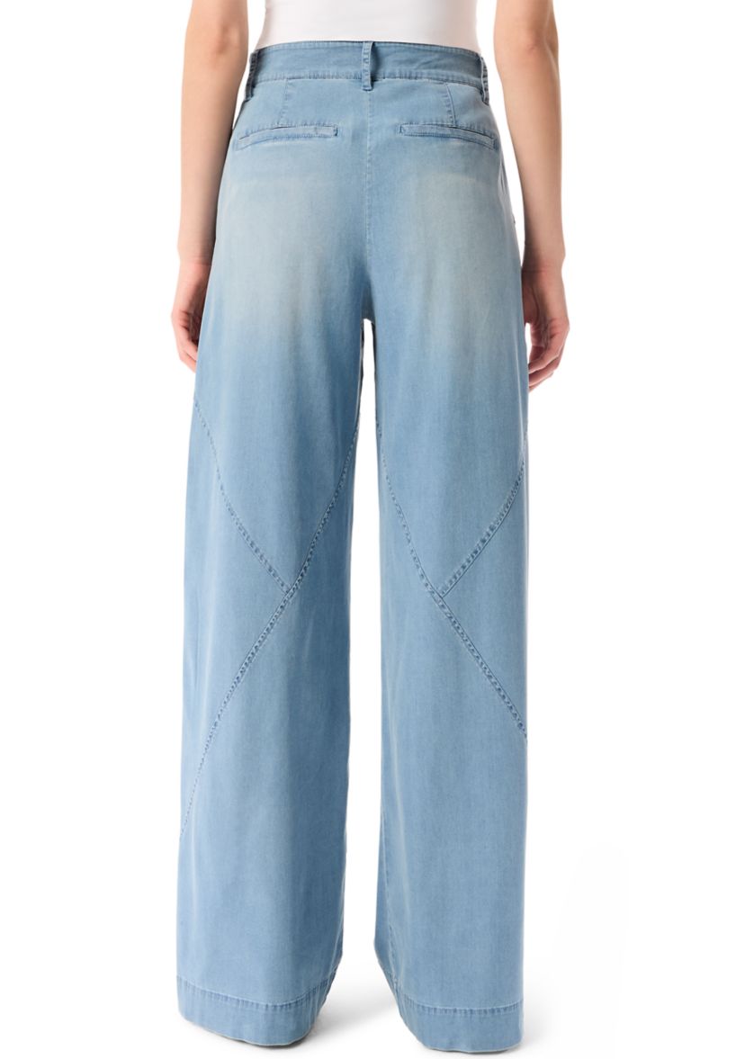 Womens Seamed High Rise Wide Leg Pants
