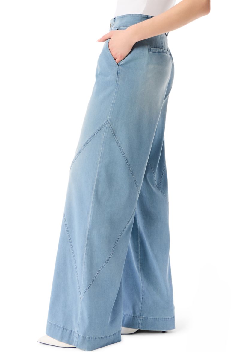 Womens Seamed High Rise Wide Leg Pants