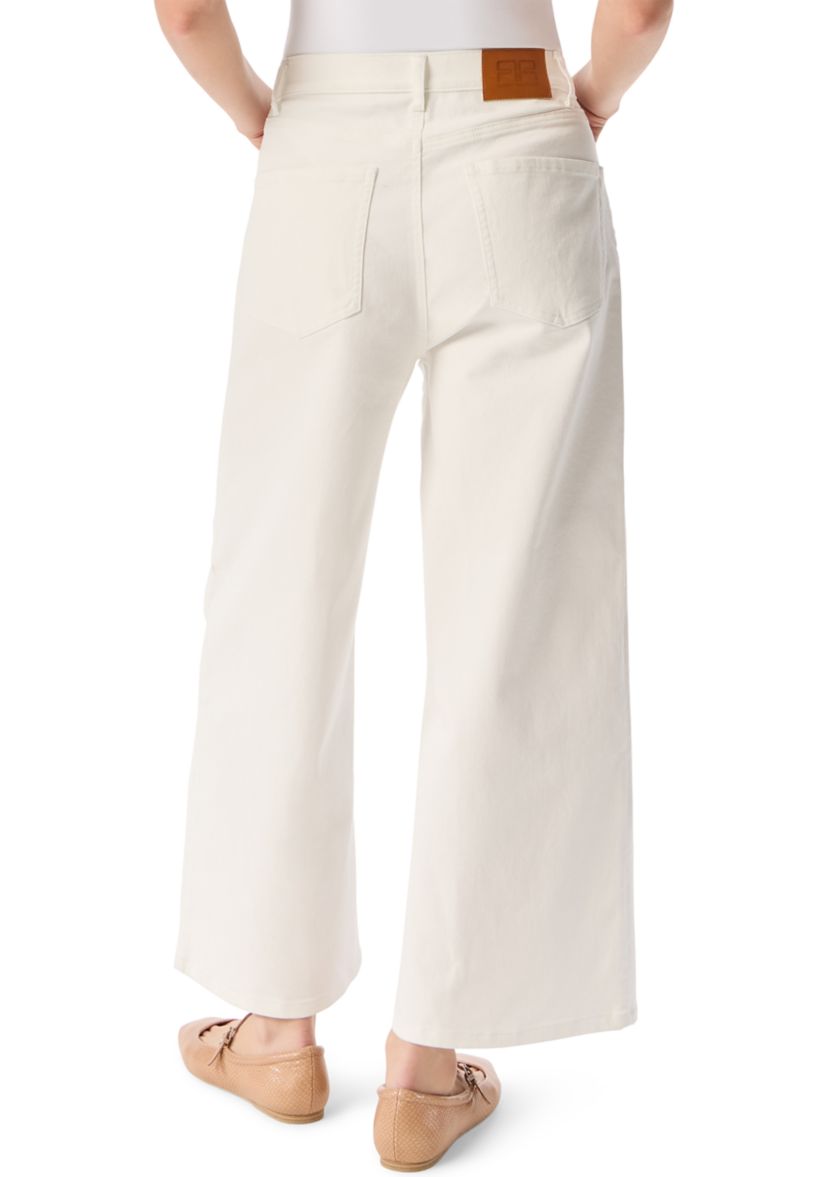 Womens Cropped 5-Pocket Wide Leg Pants 