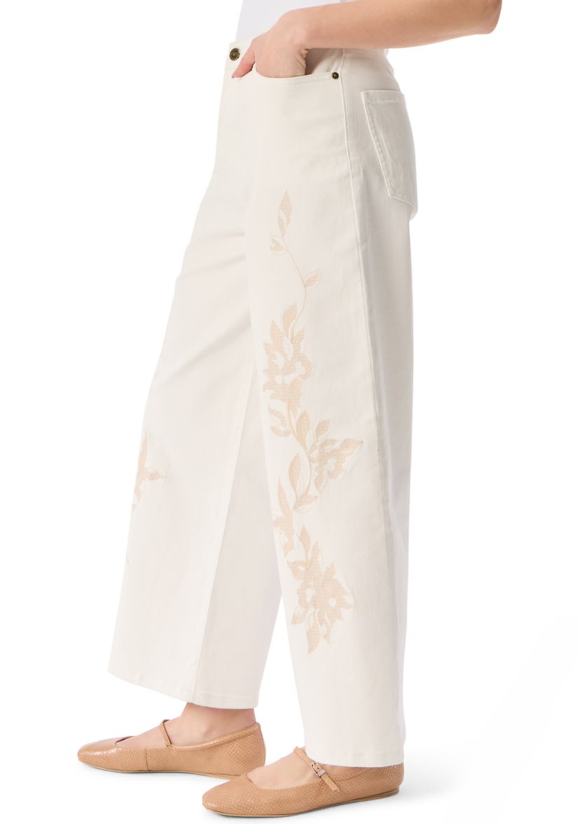 Womens Cropped 5-Pocket Wide Leg Pants 