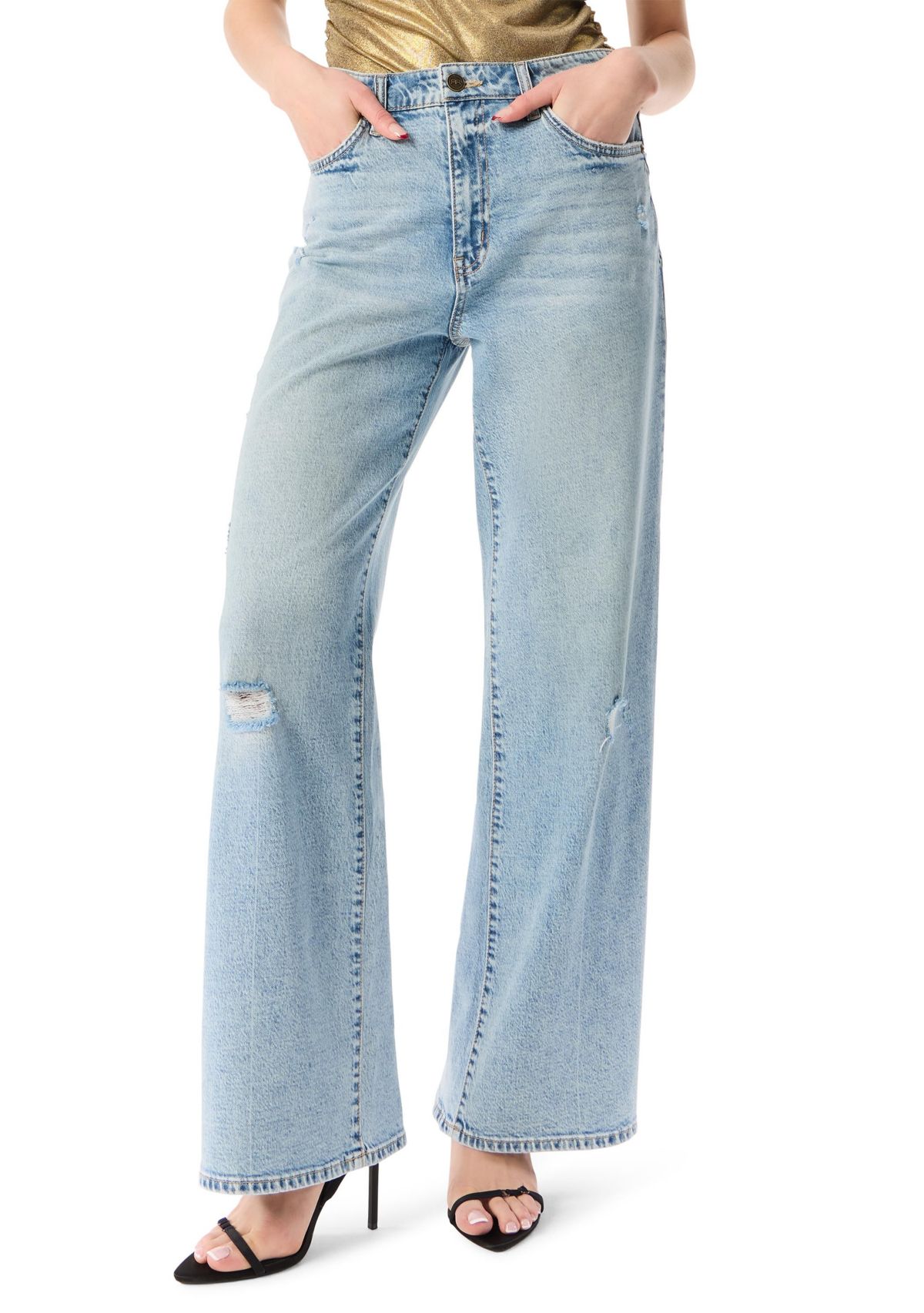 Womens High Rise Wide Leg Jeans