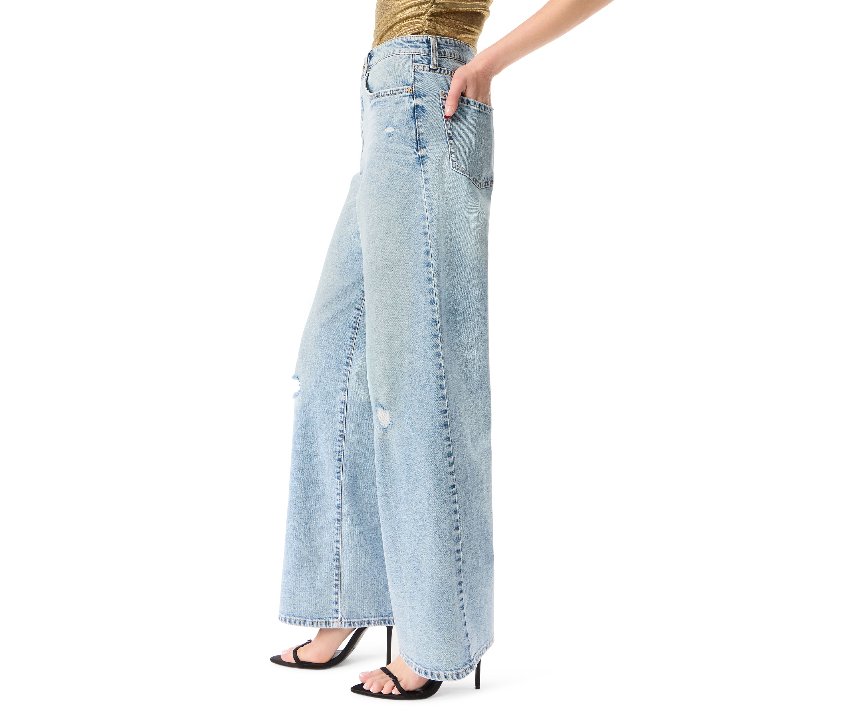 Womens High Rise Wide Leg Jeans