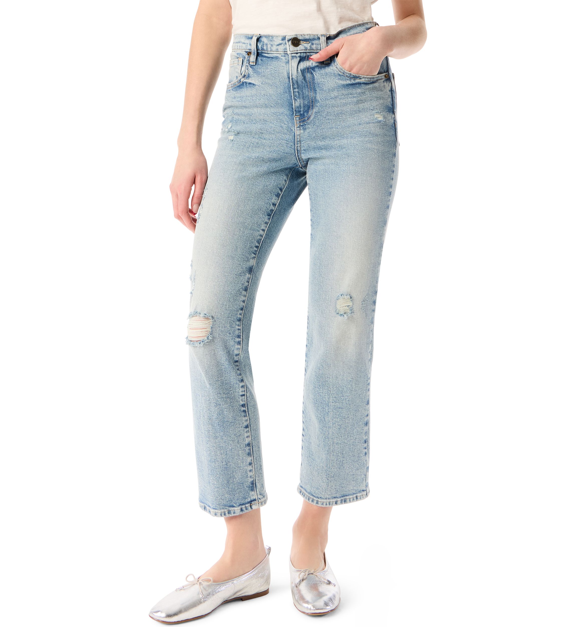 Womens Slim Straight Ankle Mid Rise Pants 