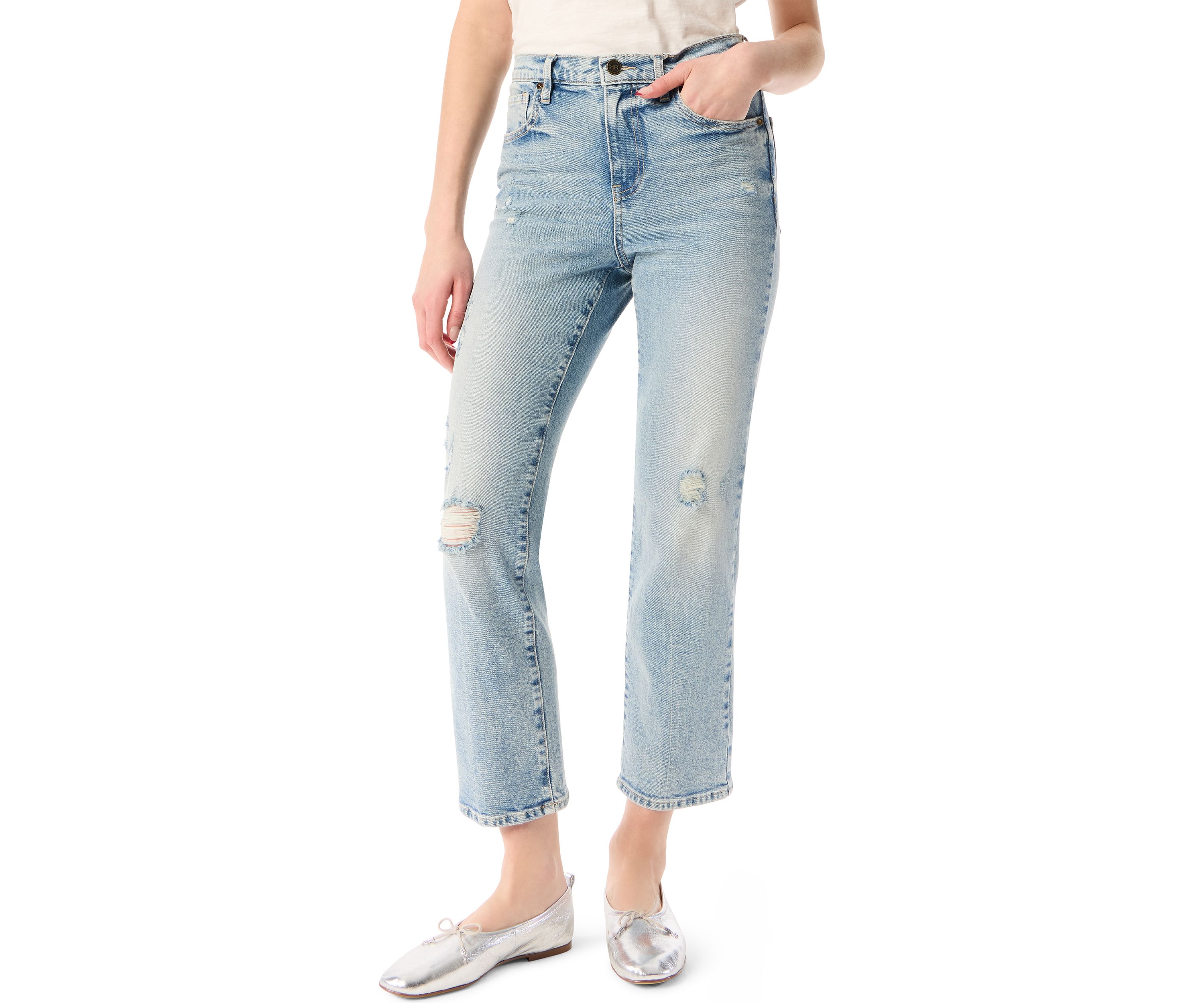 Womens Slim Straight Ankle Mid Rise Pants 