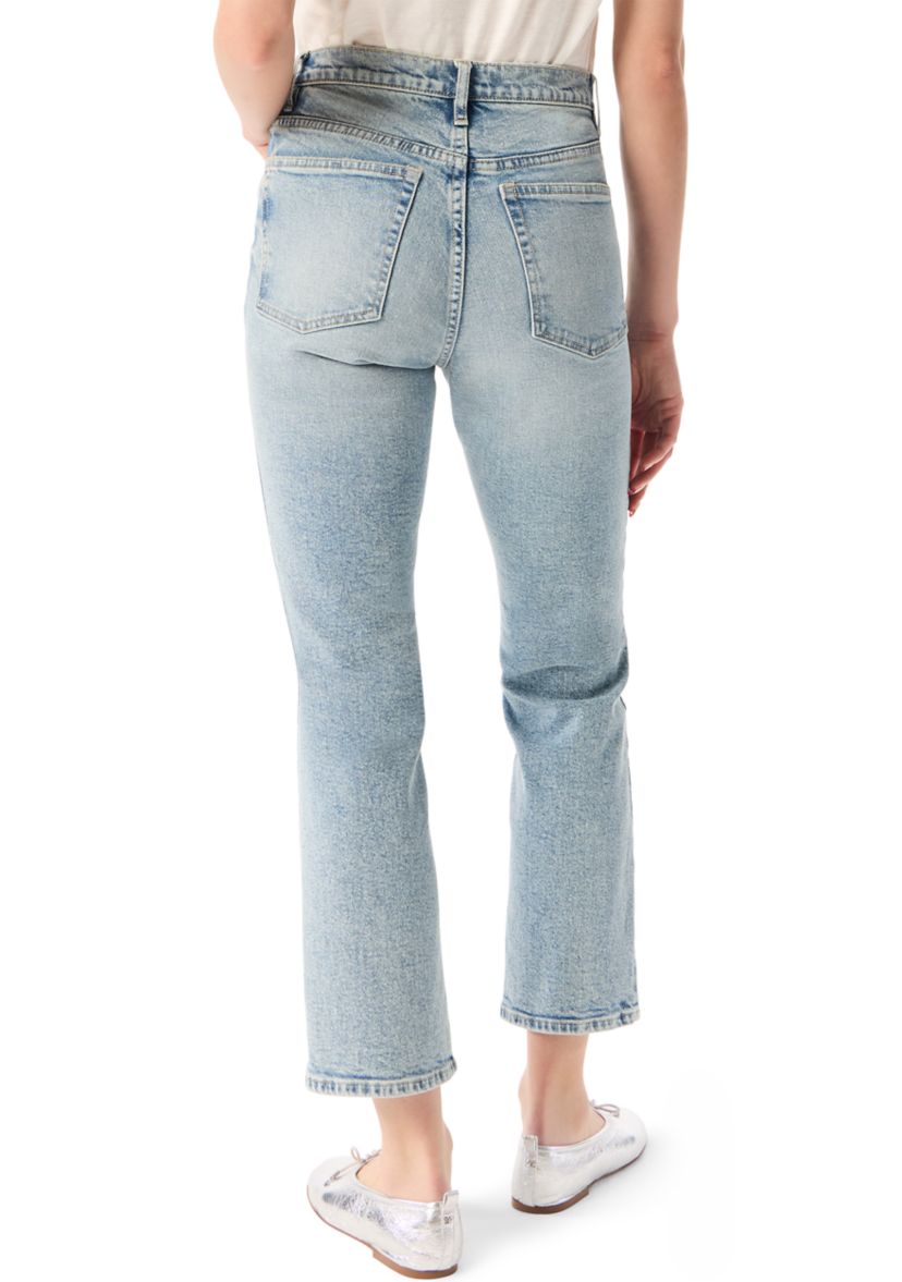 Womens Slim Straight Ankle Mid Rise Pants 