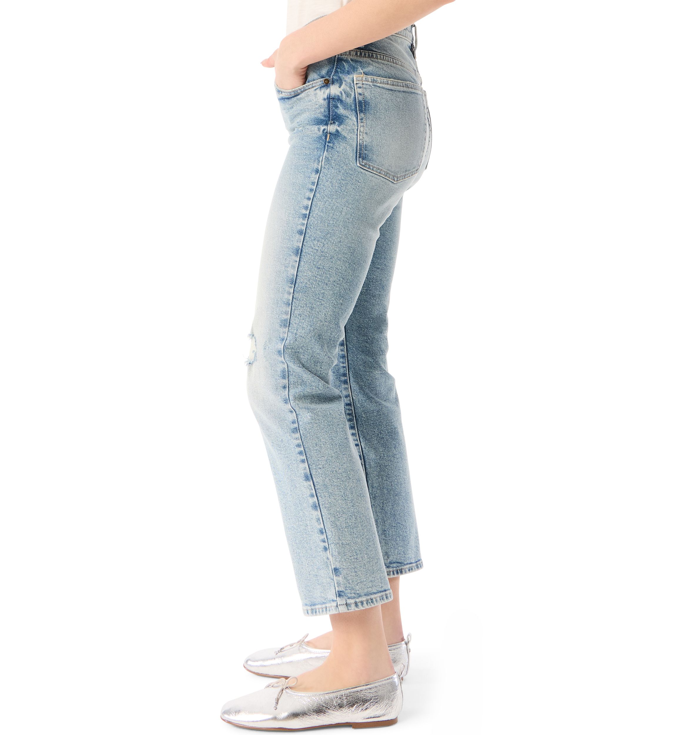 Womens Slim Straight Ankle Mid Rise Pants 