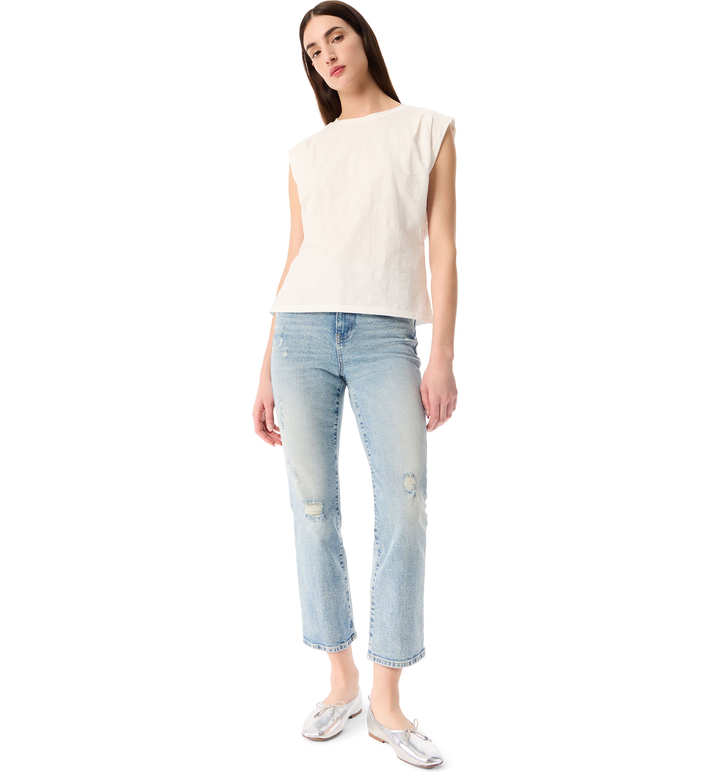 Womens Slim Straight Ankle Mid Rise Pants 