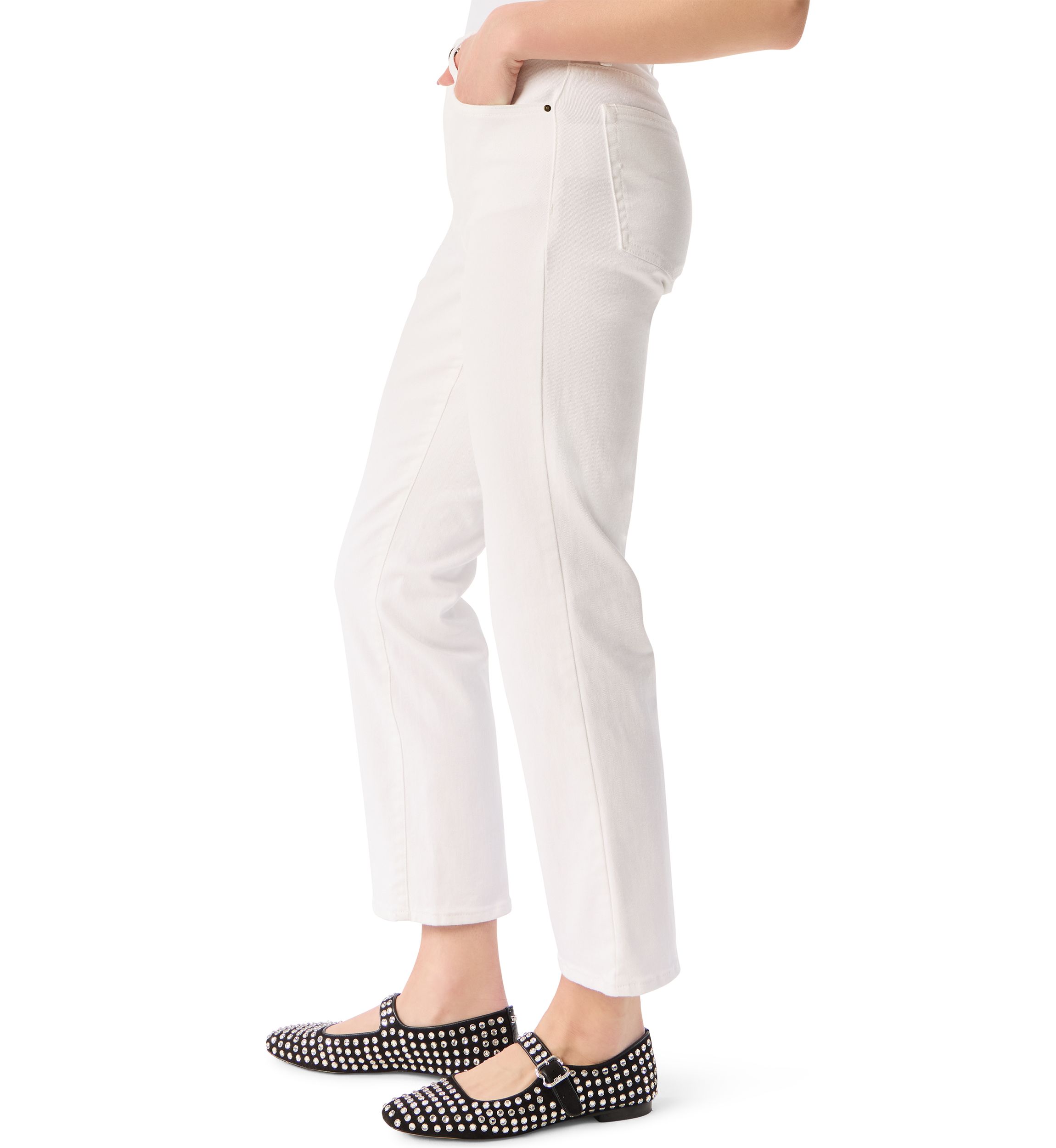Womens Slim Straight Ankle Mid Rise Pants 