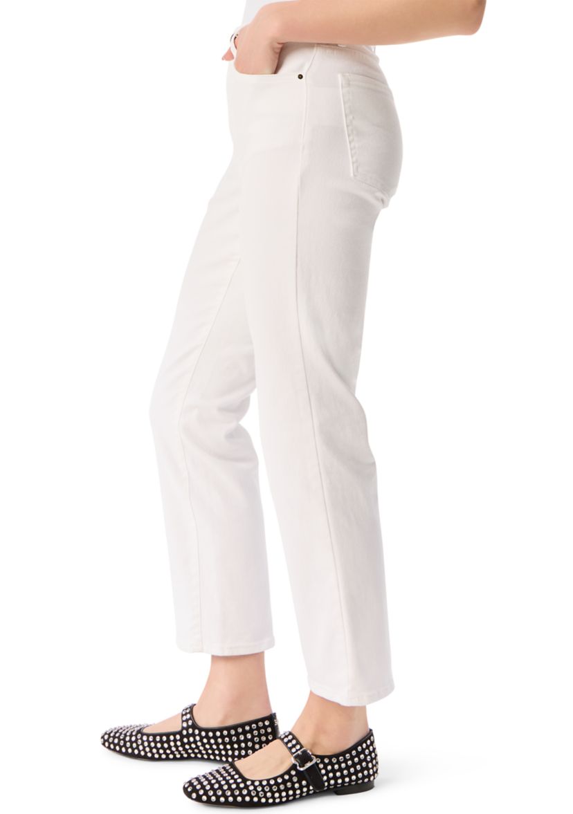 Womens Slim Straight Ankle Mid Rise Pants 