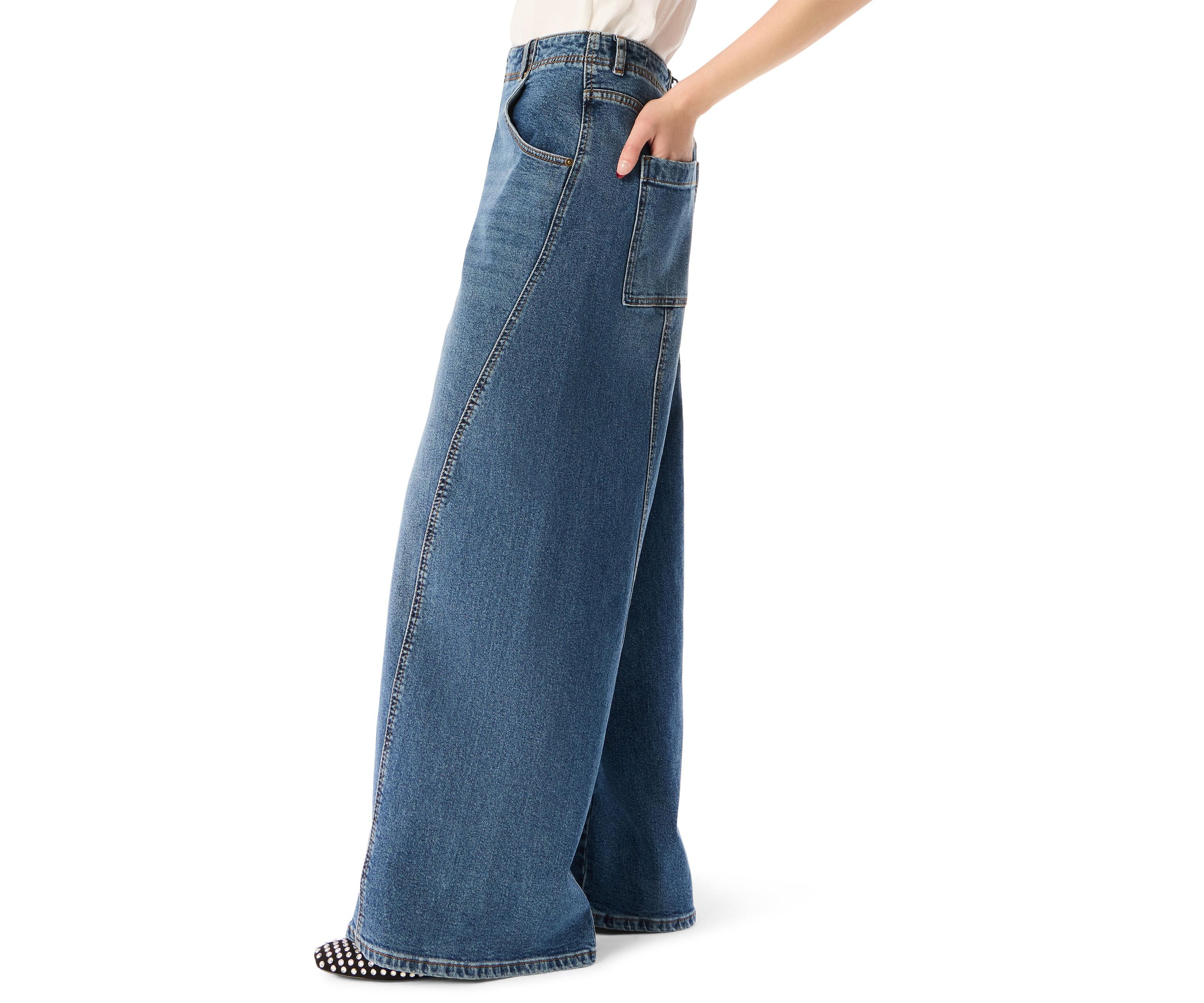 Womens Barrel Seamed Jeans