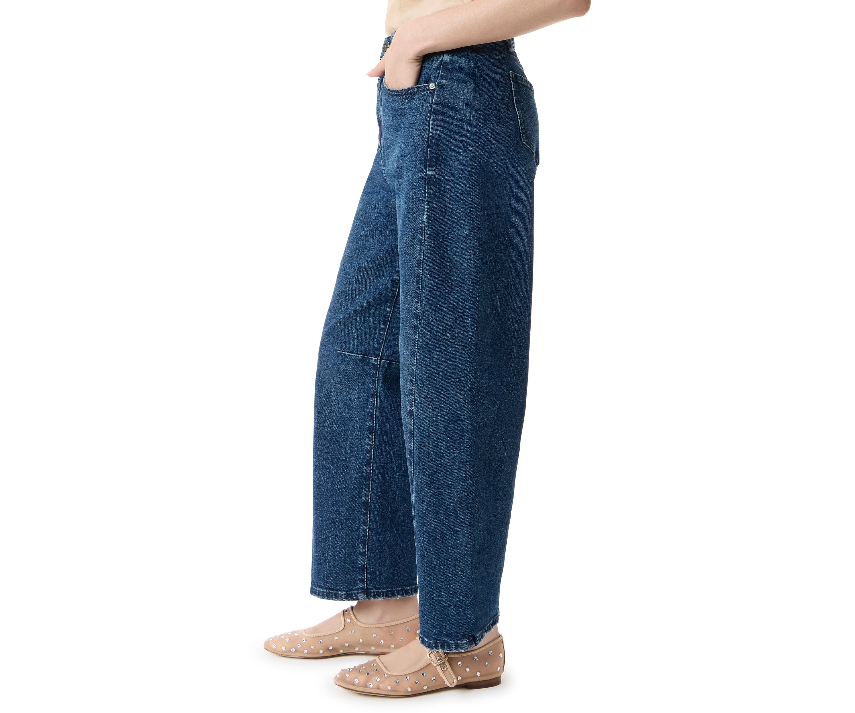 Womens Darted Ankle Barrel Pants