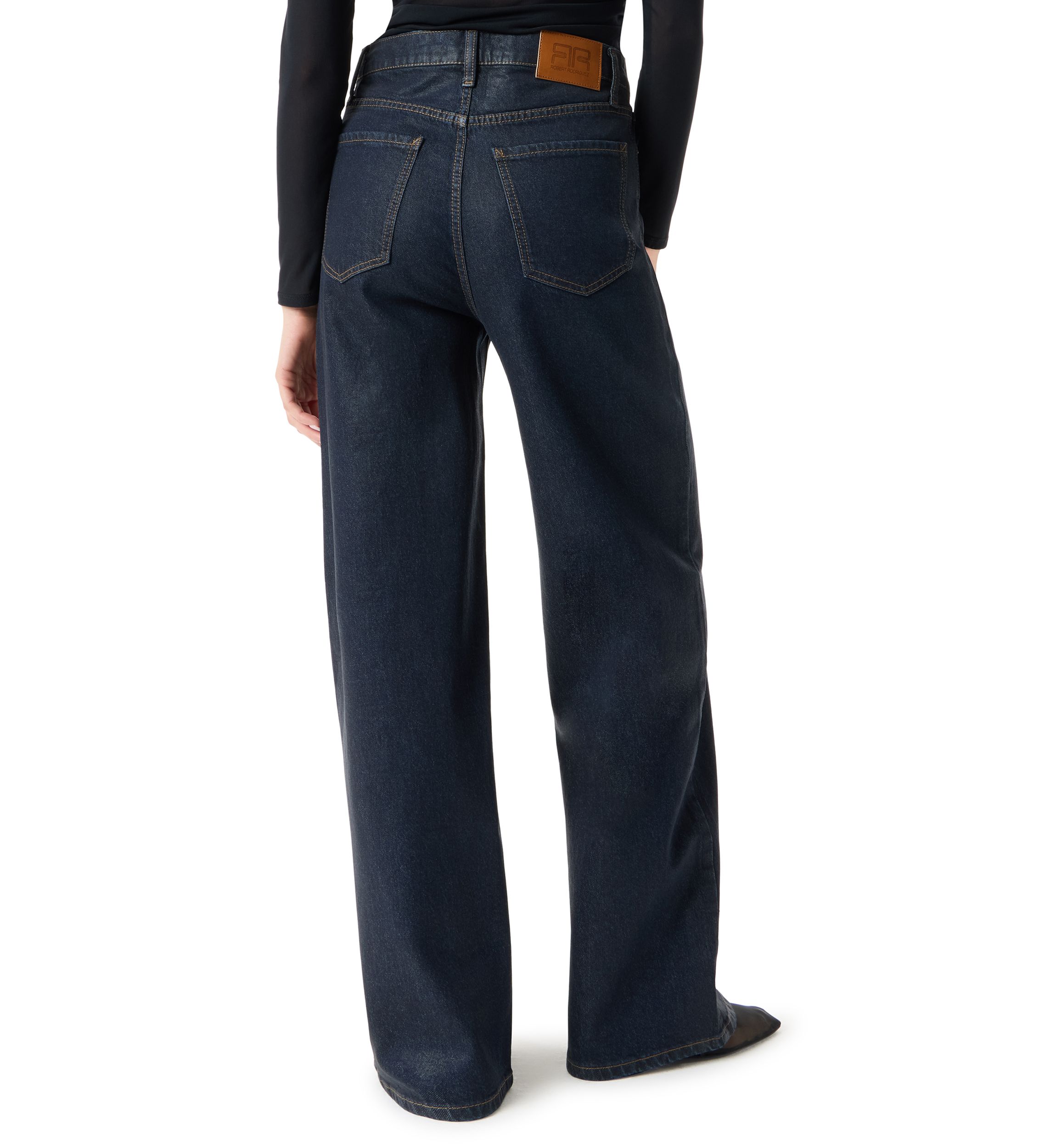 Womens High Rise Wide Leg Patch Pocket Pants 