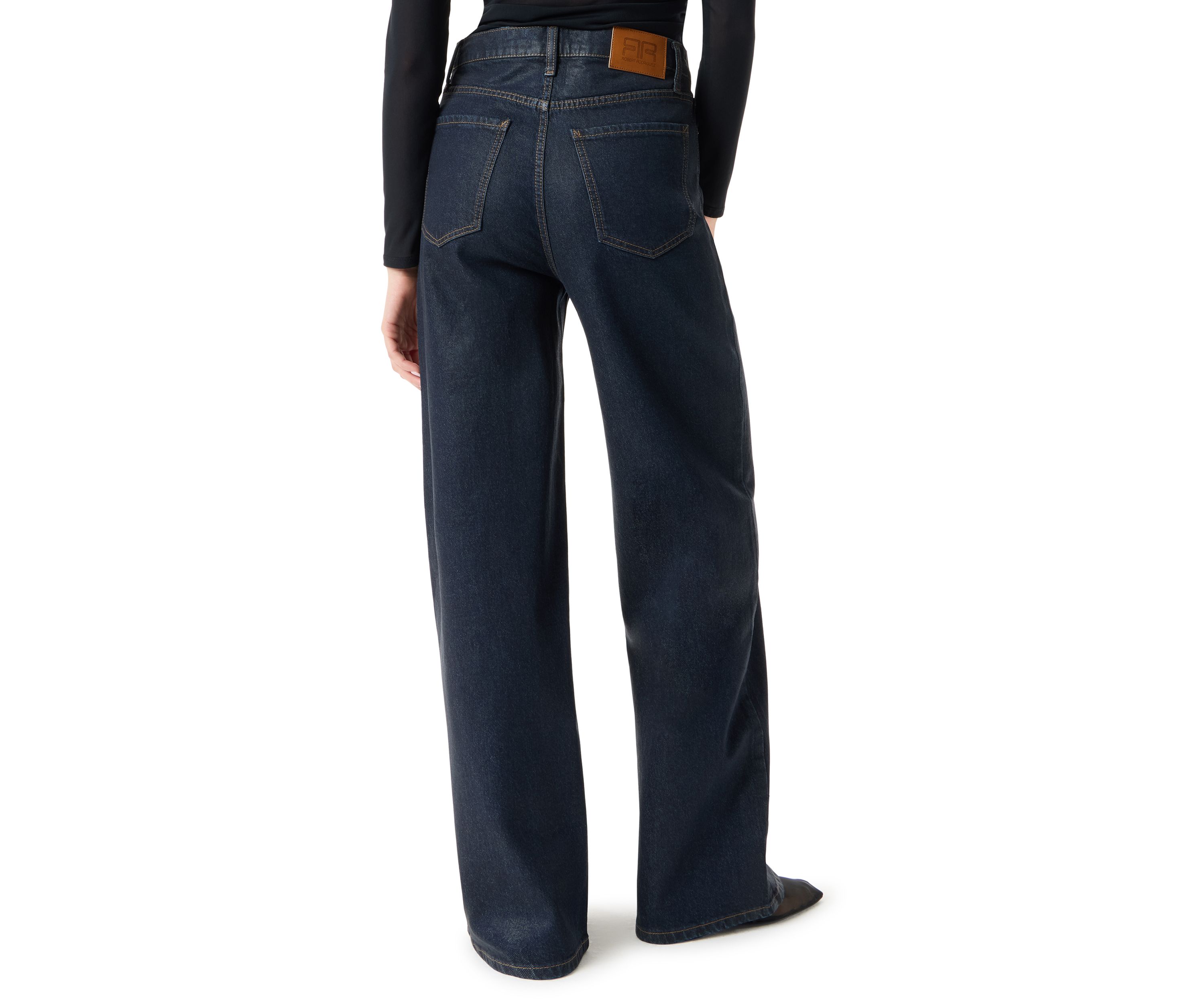 Womens High Rise Wide Leg Patch Pocket Pants 