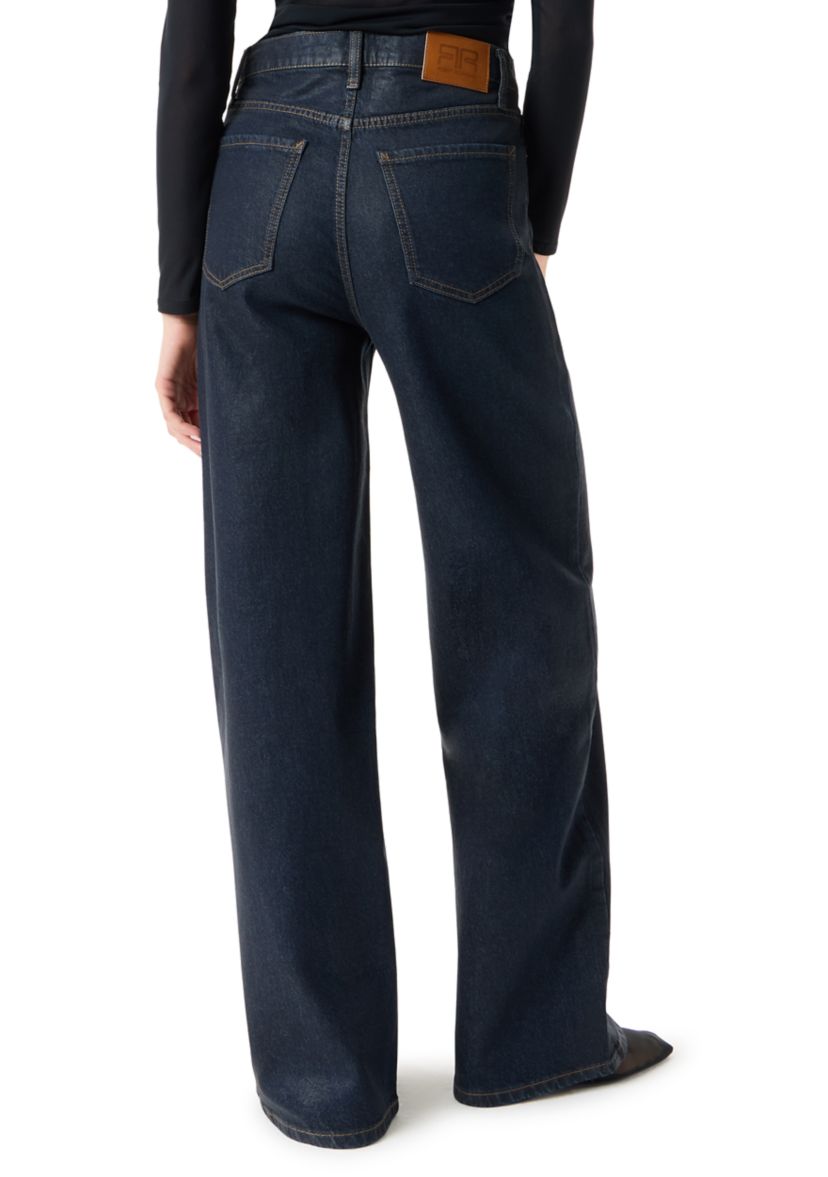 Womens High Rise Wide Leg Patch Pocket Pants 