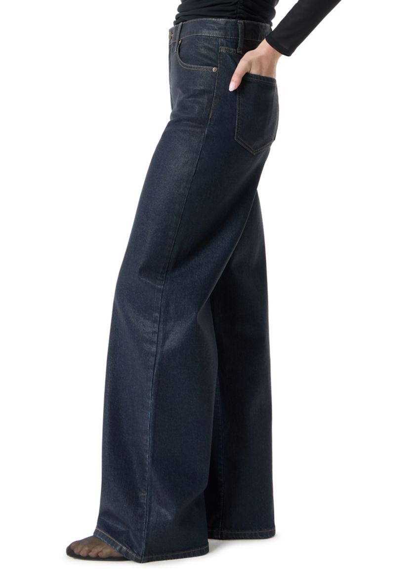 Womens High Rise Wide Leg Patch Pocket Pants 