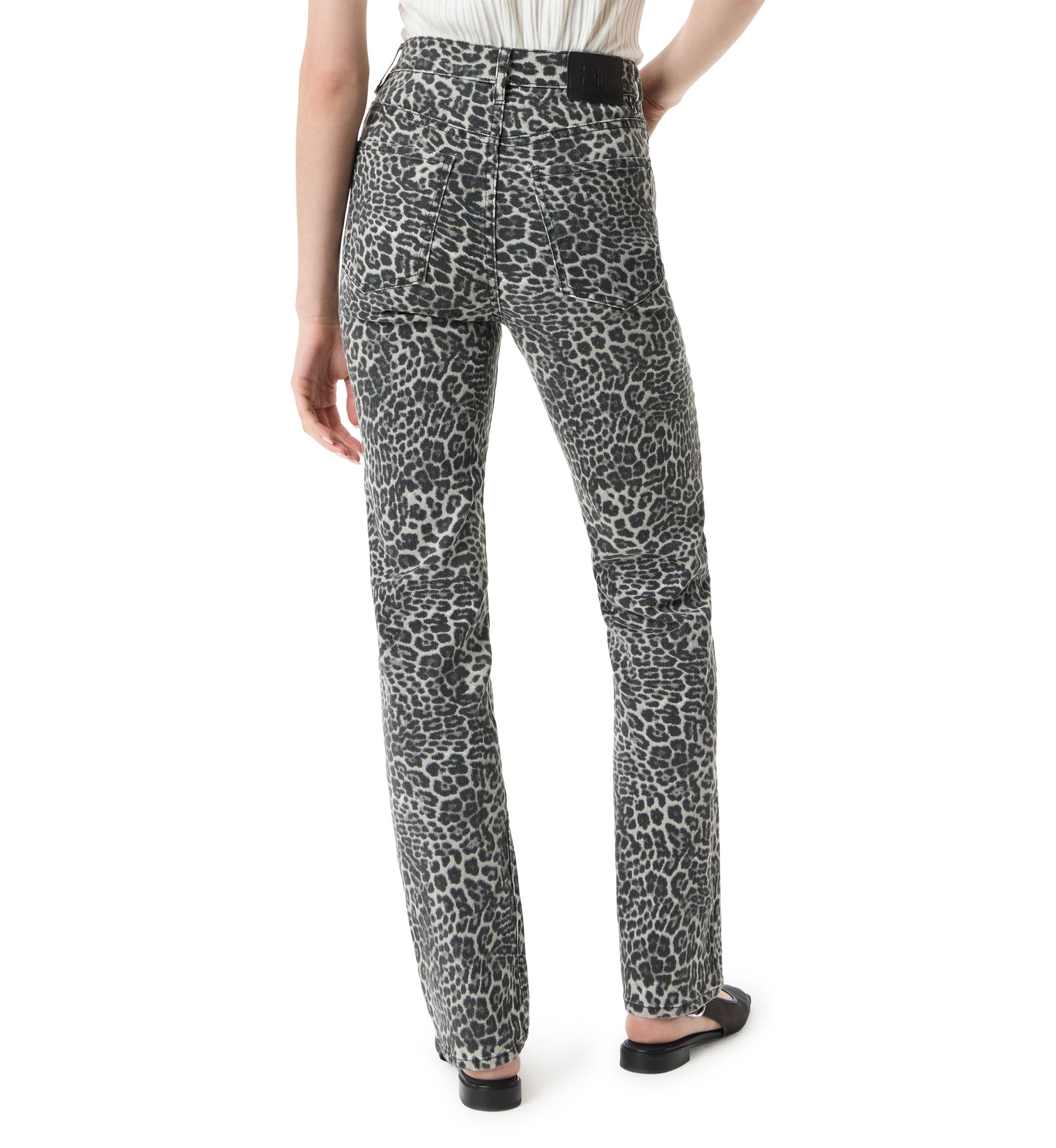Womens High Rise Slim Straight Leopard Pants