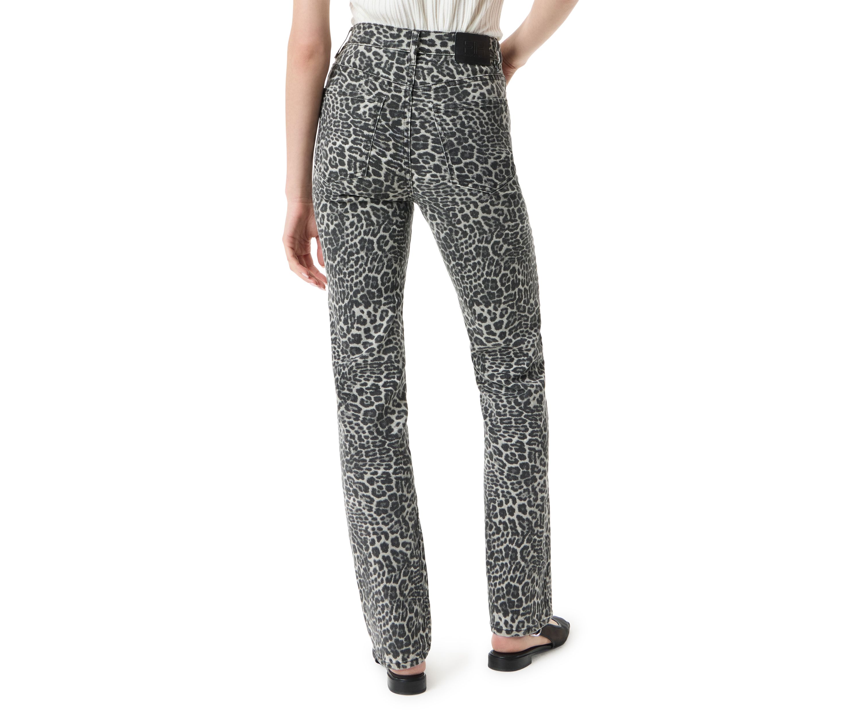 Womens High Rise Slim Straight Leopard Pants