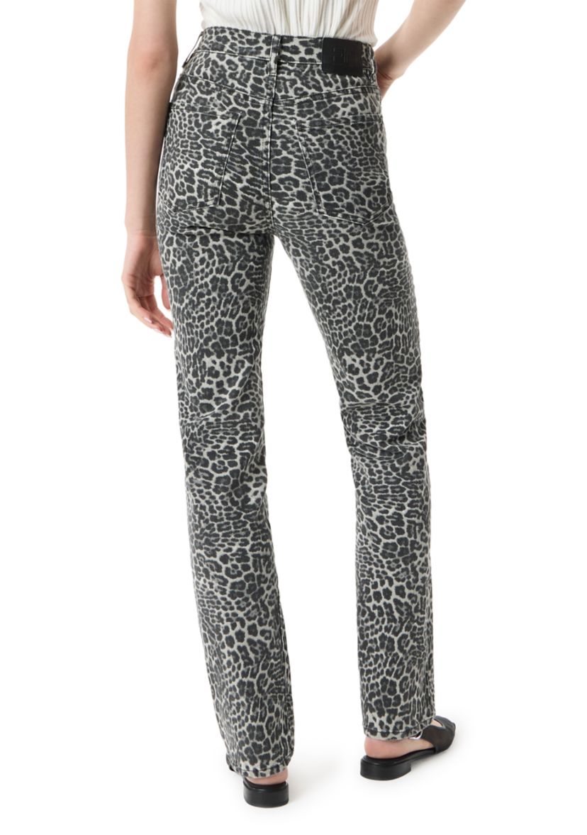 Womens High Rise Slim Straight Leopard Pants