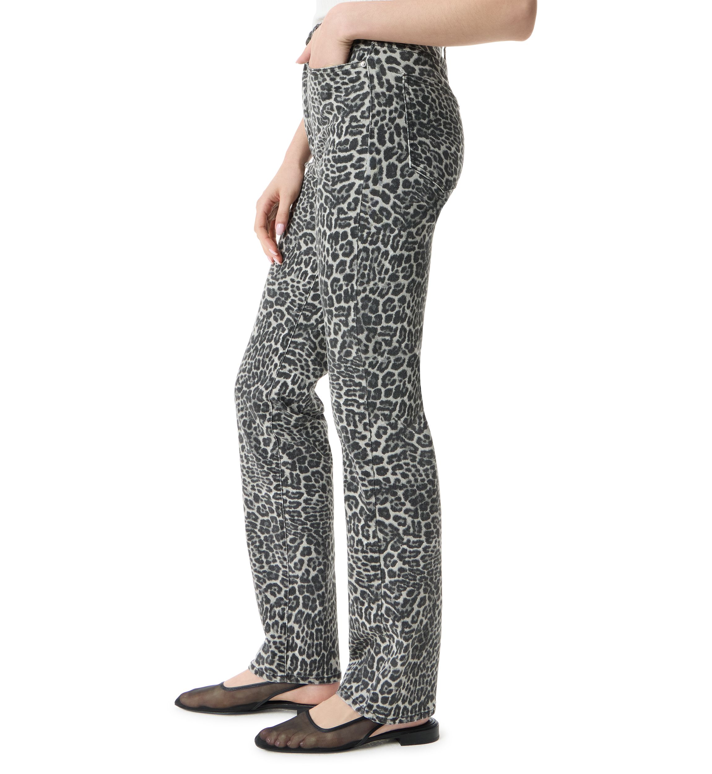 Womens High Rise Slim Straight Leopard Pants