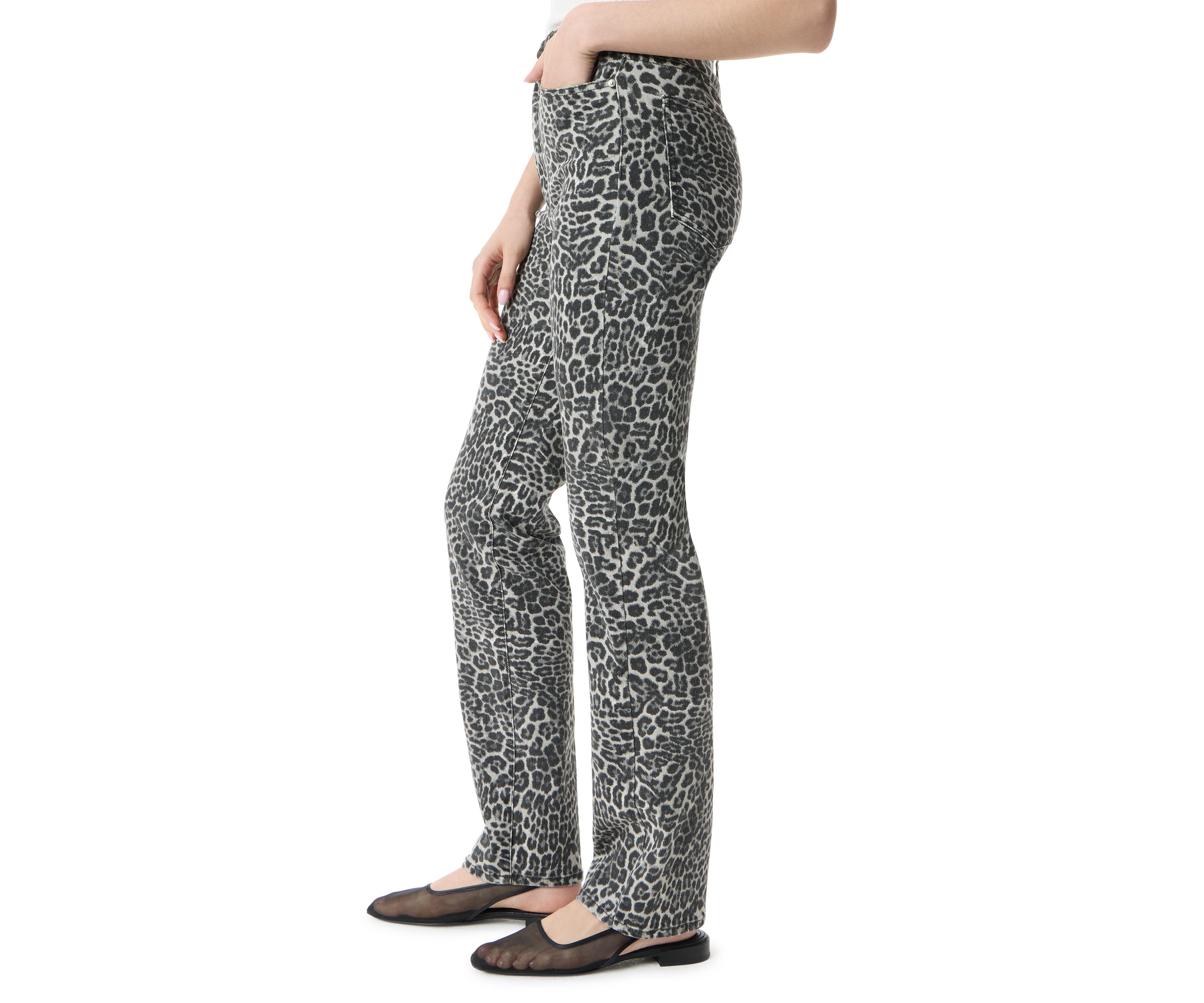 Womens High Rise Slim Straight Leopard Pants