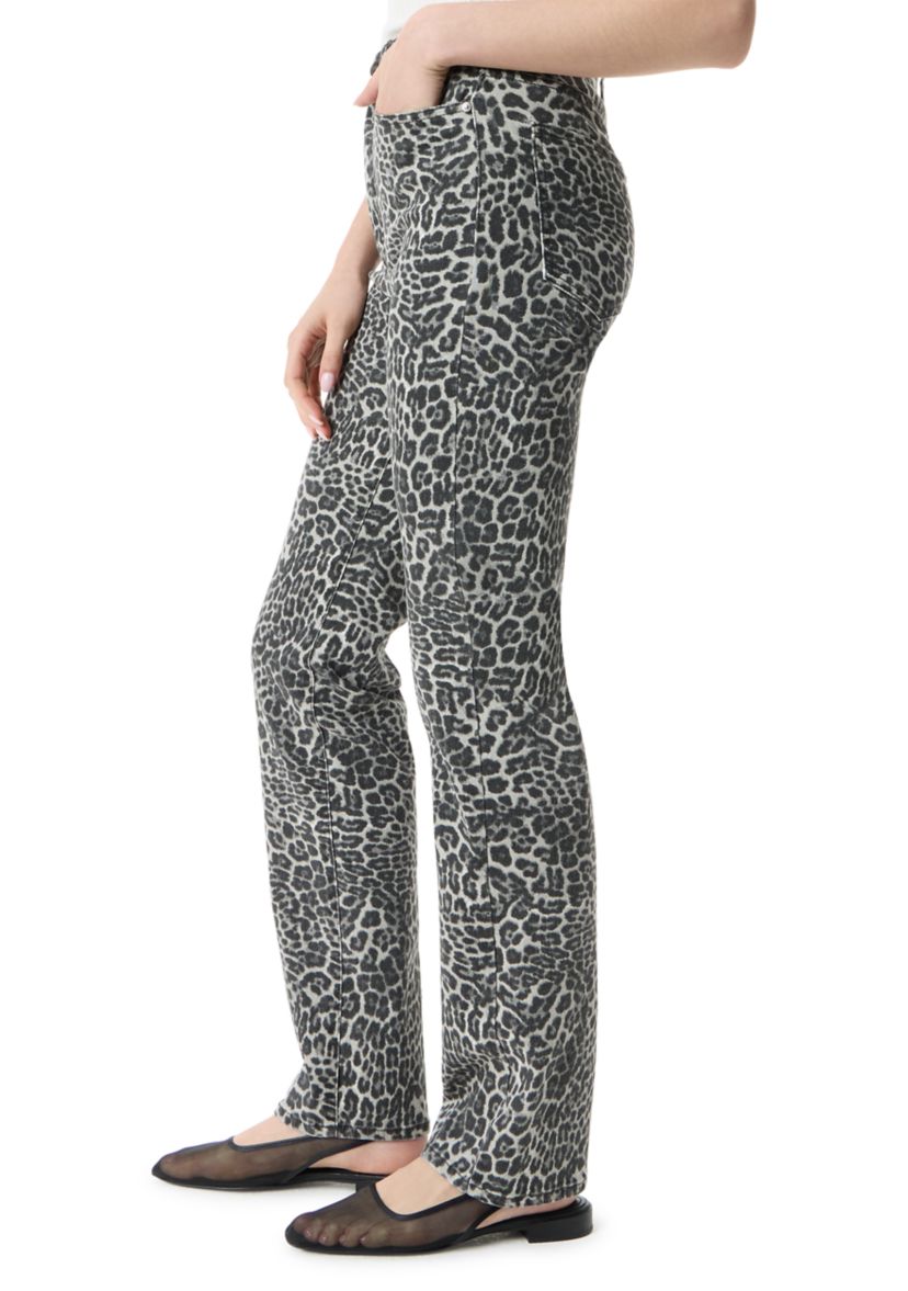 Womens High Rise Slim Straight Leopard Pants