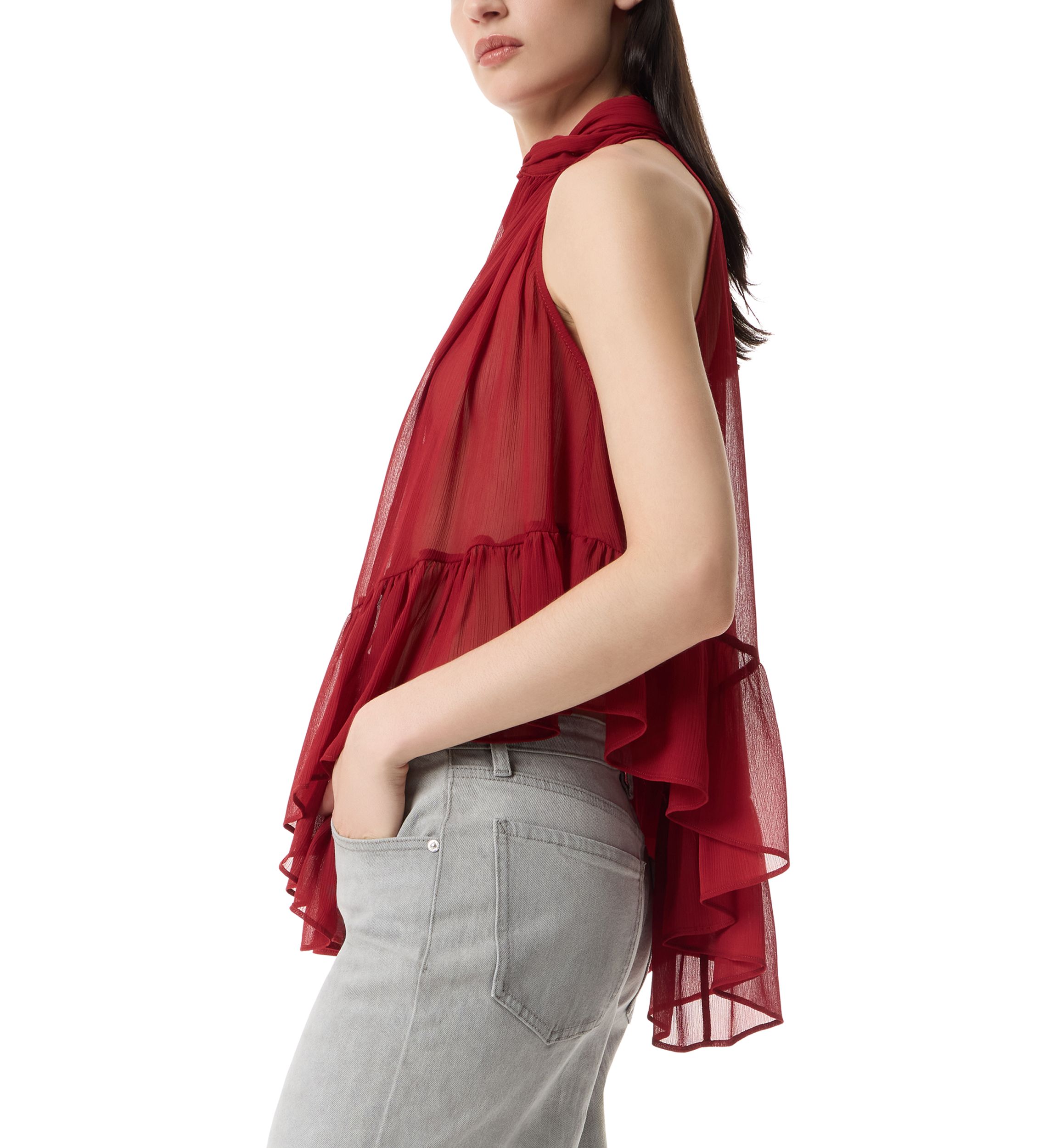 Womens Kellie Volume Halter Neck Top