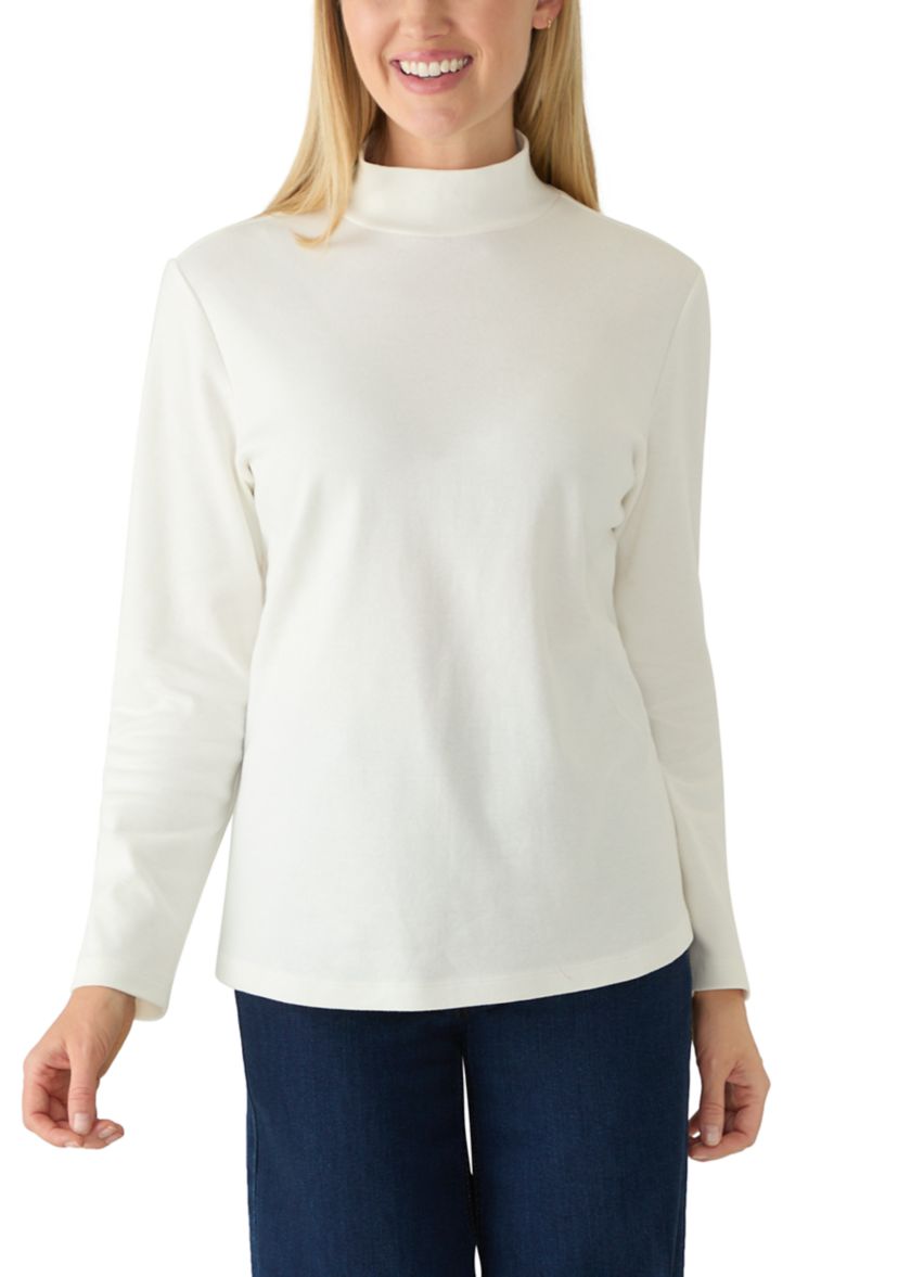 Kim Rogers® Petite Long Sleeve Mock Neck Top | Belk