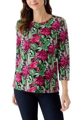 Kim Rogers Women's 3/4 Sleeve Print Top