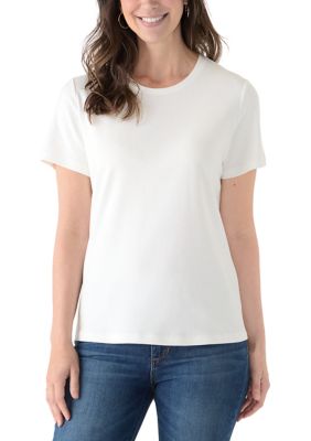 Kim Rogers Women's Short Sleeve Crew Neck T-Shirt, Ivory, Small