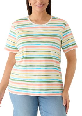 Kim Rogers Women's Plus Size Print Striped Shirt
