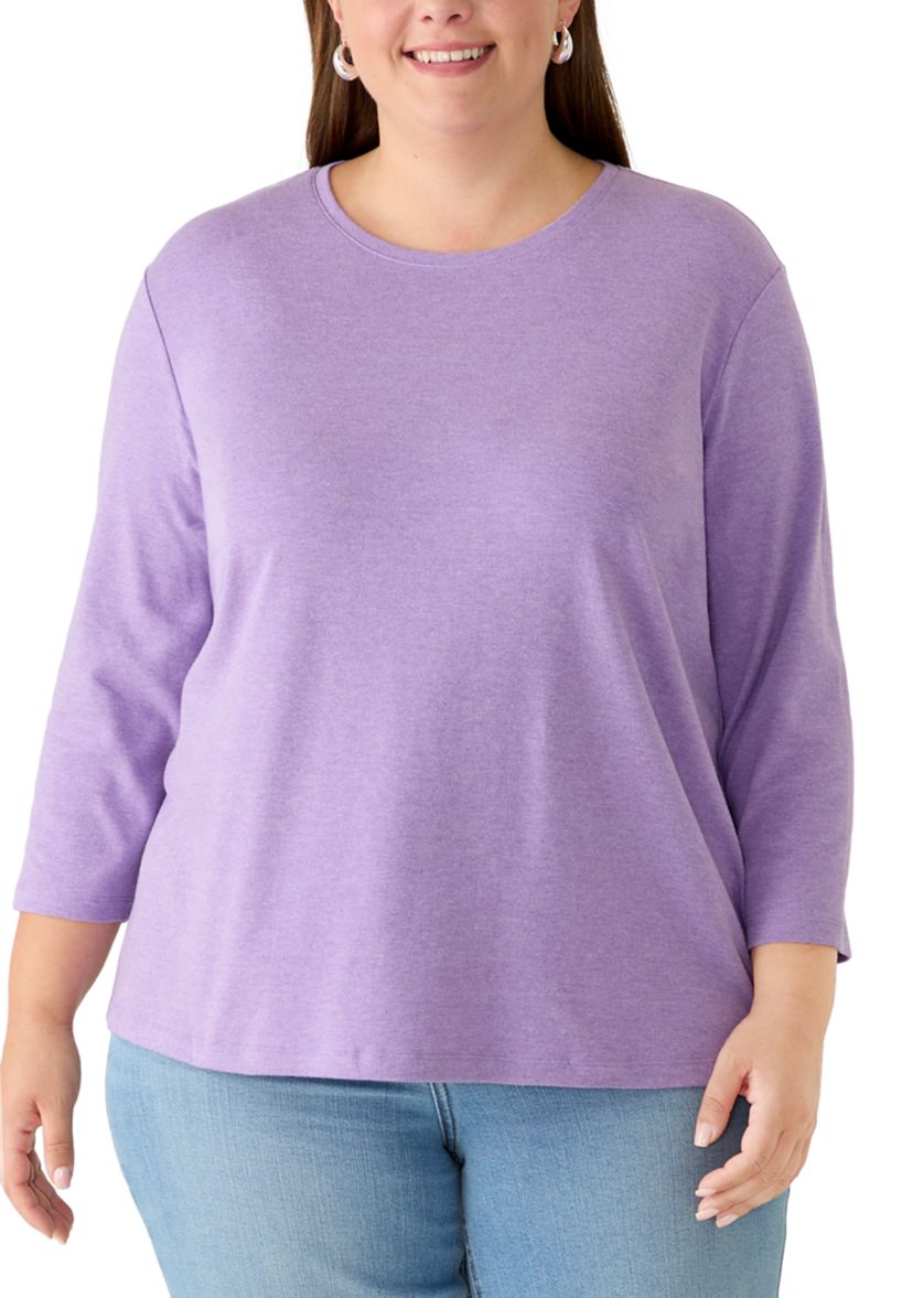 Kim Rogers® Plus Size 3/4 Sleeve Crew Neck Top | Belk