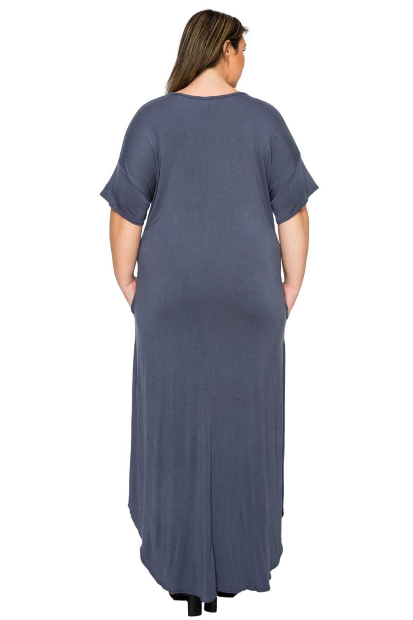 navy blue dress for baby girl L I V D Plus Size Scarlett Maxi Pocket Dress