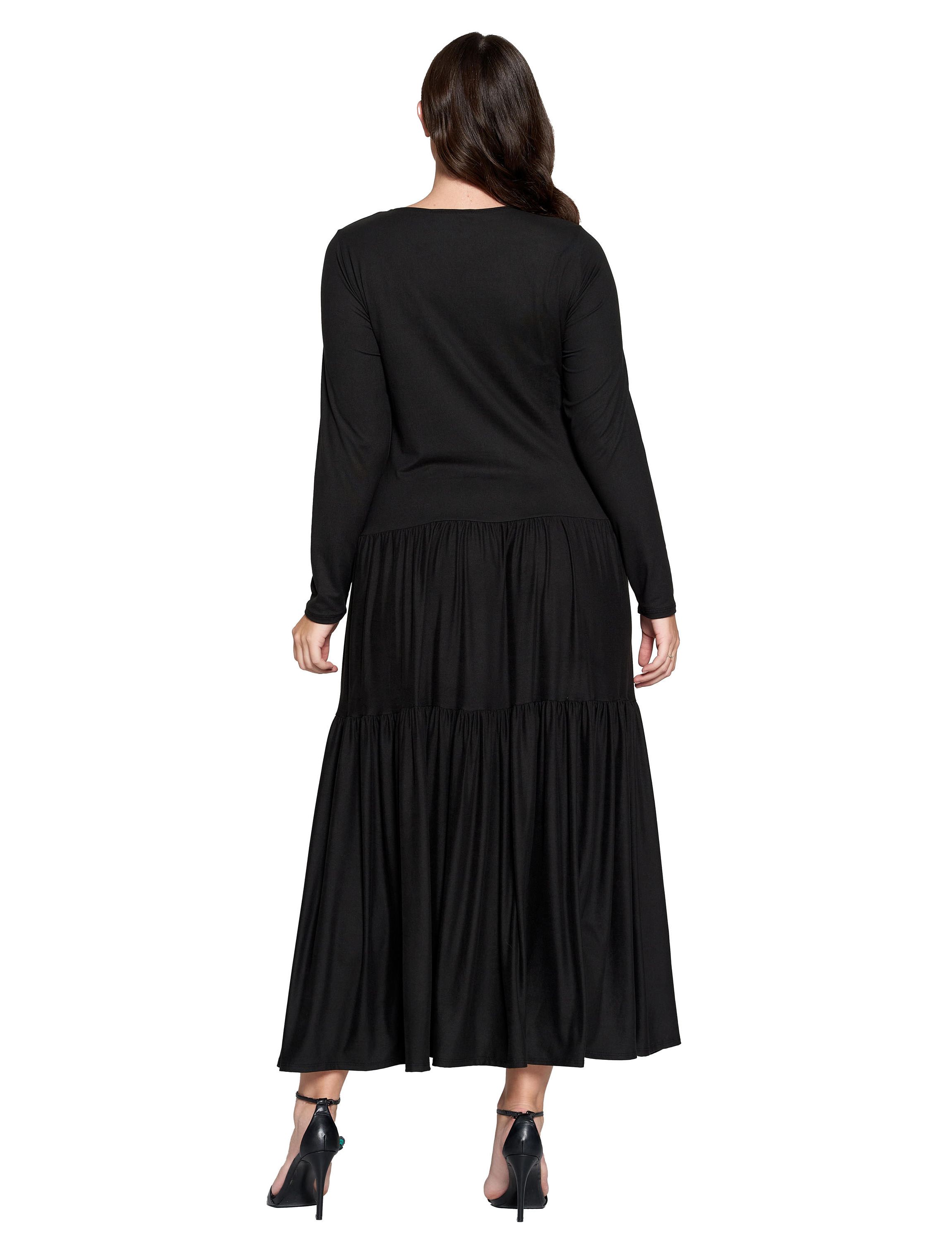 Plus Size Tiered Maxi Dress with Long Sleeves
