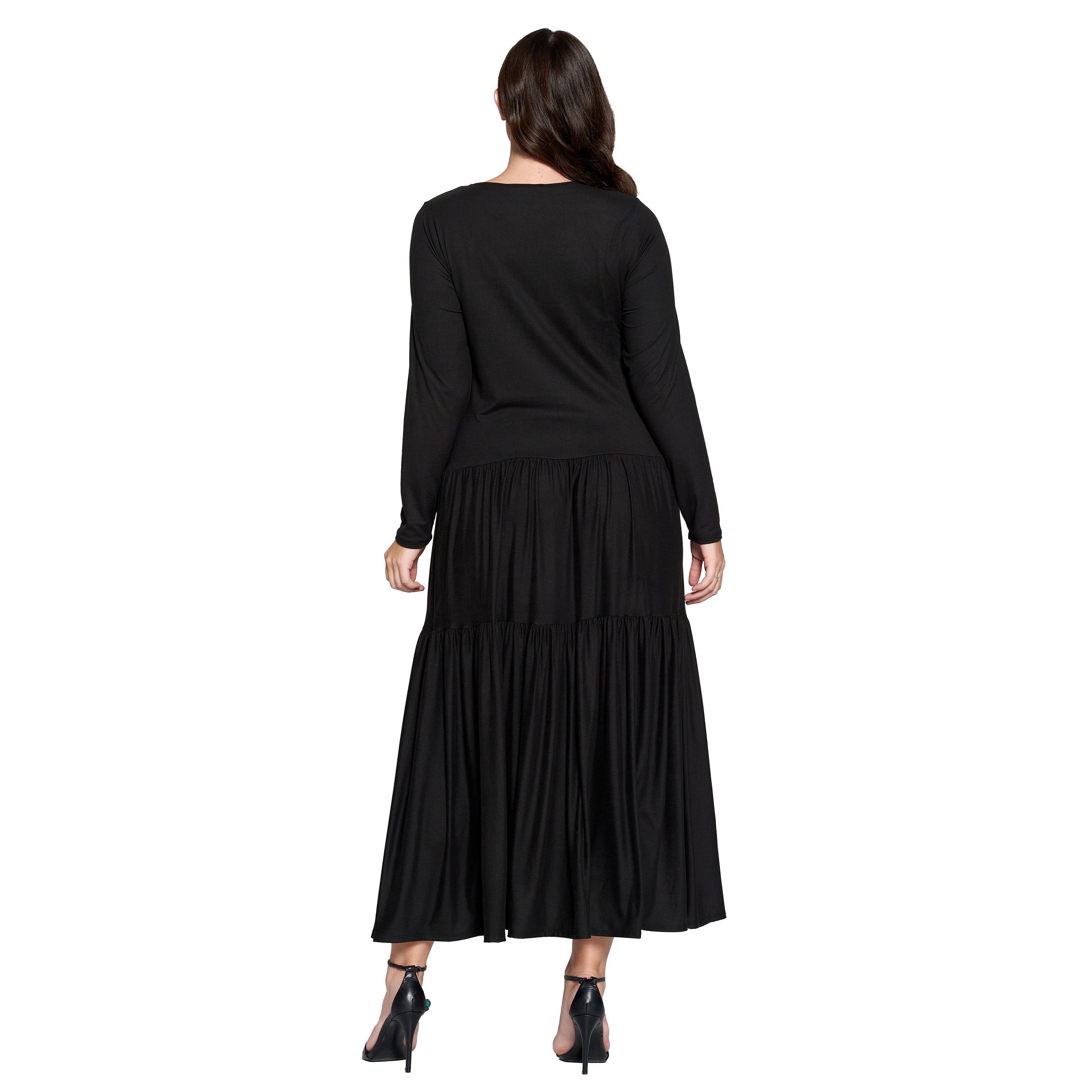 Plus Size Tiered Maxi Dress with Long Sleeves