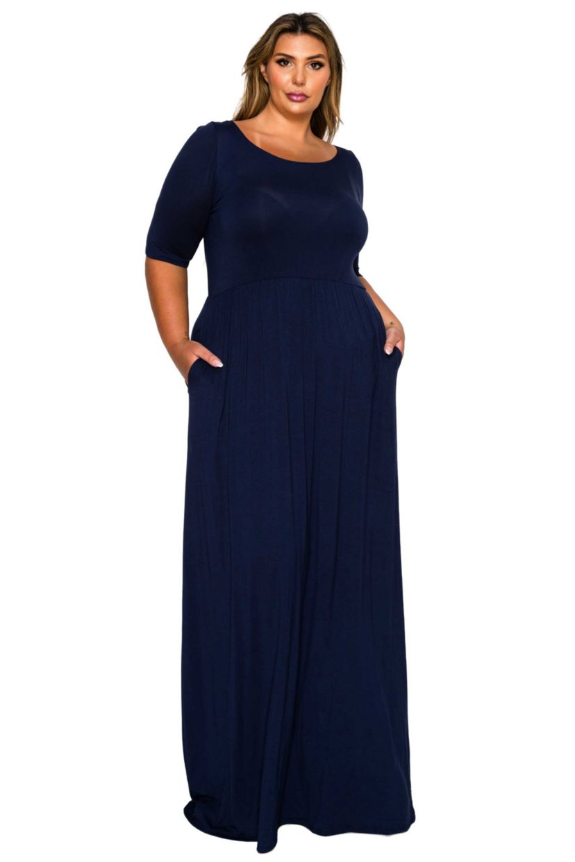 L I V D Plus Size Eva Pocket Maxi Dress - Black