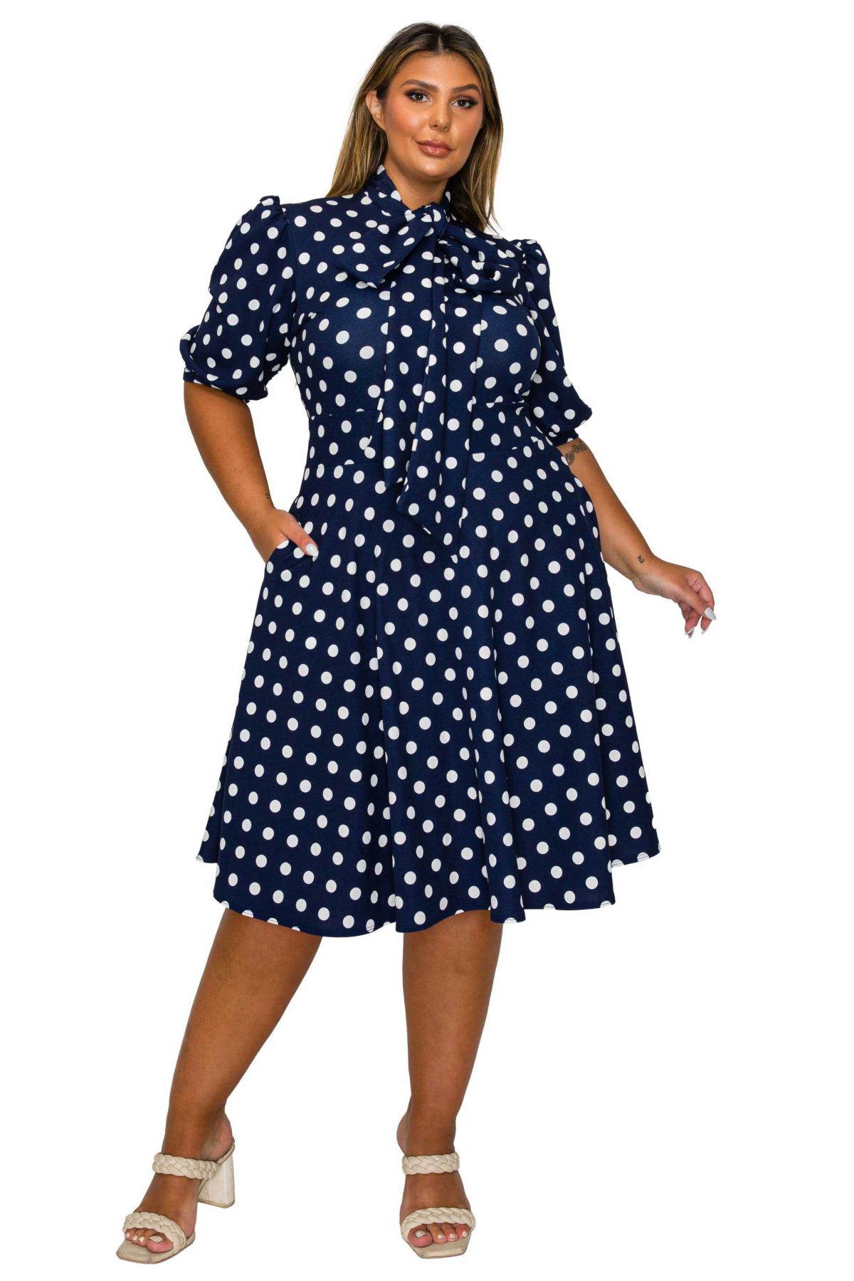 Plus Size Breken Pocket Flare Dress