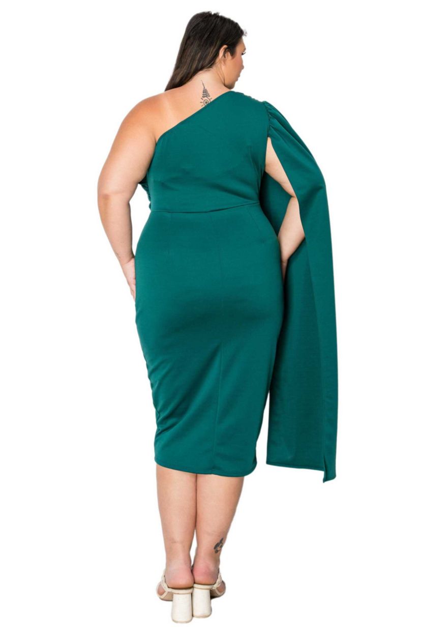 Plus Size Spade One Shoulder Cape Dress