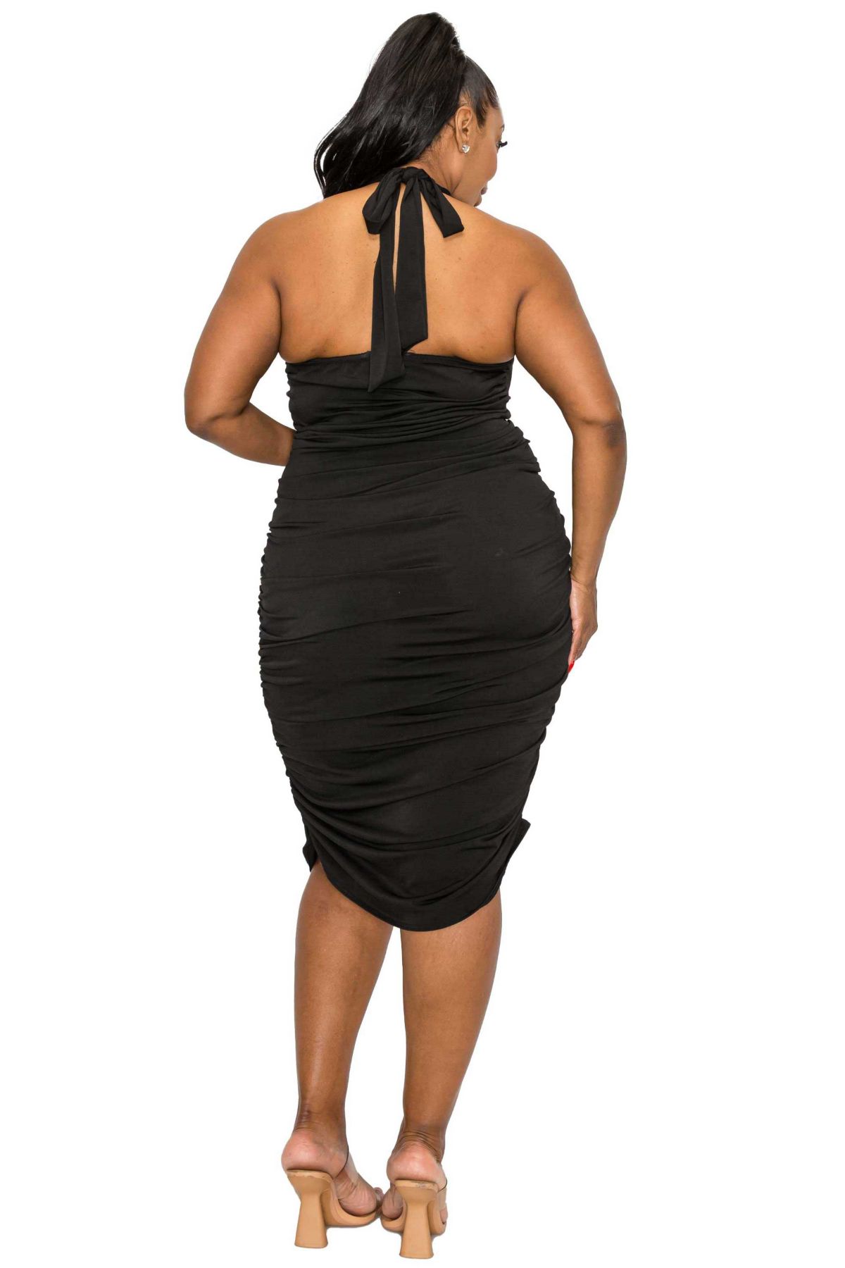Plus Size Izzy Side Ruched Halter Neck Dress