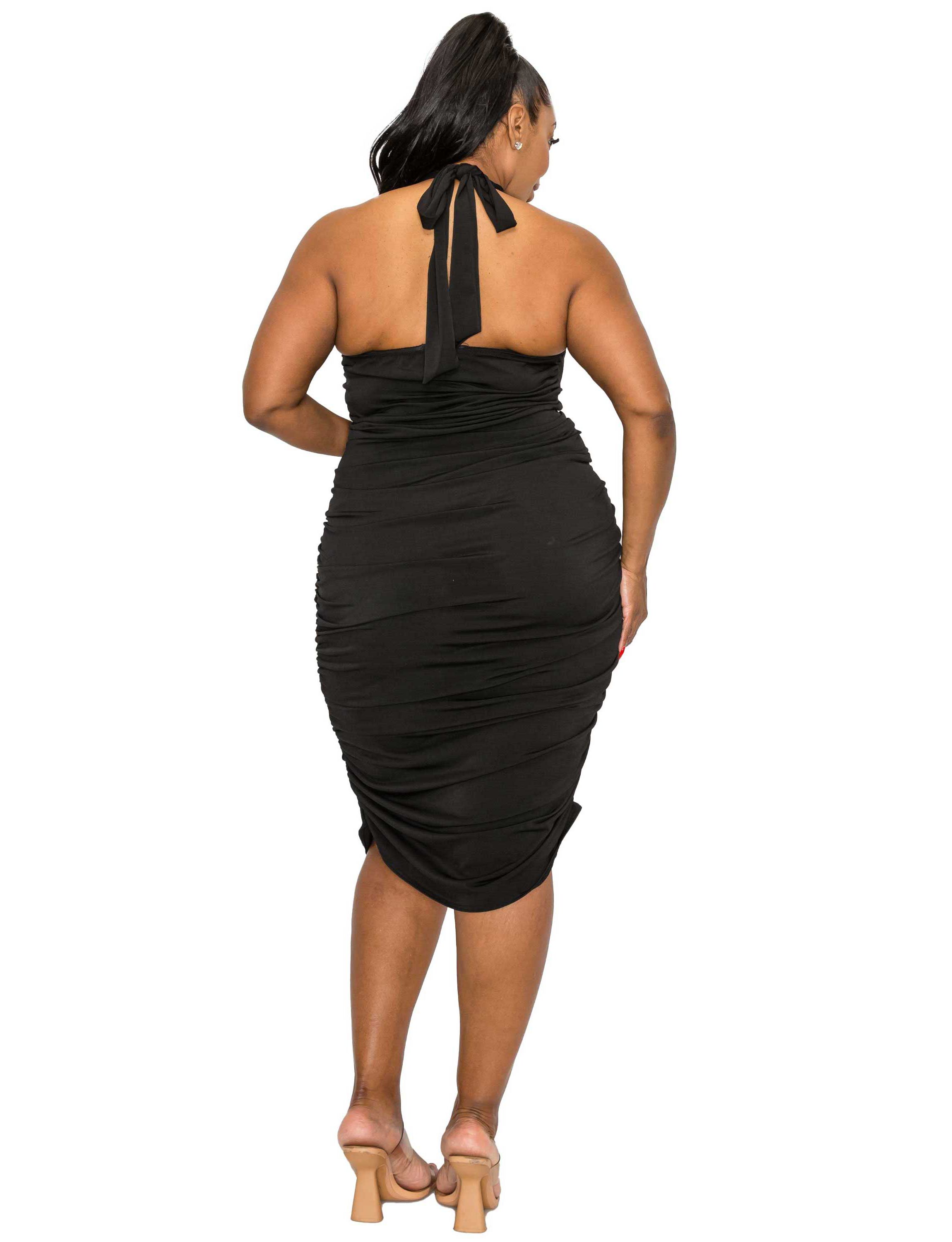 Plus Size Izzy Side Ruched Halter Neck Dress
