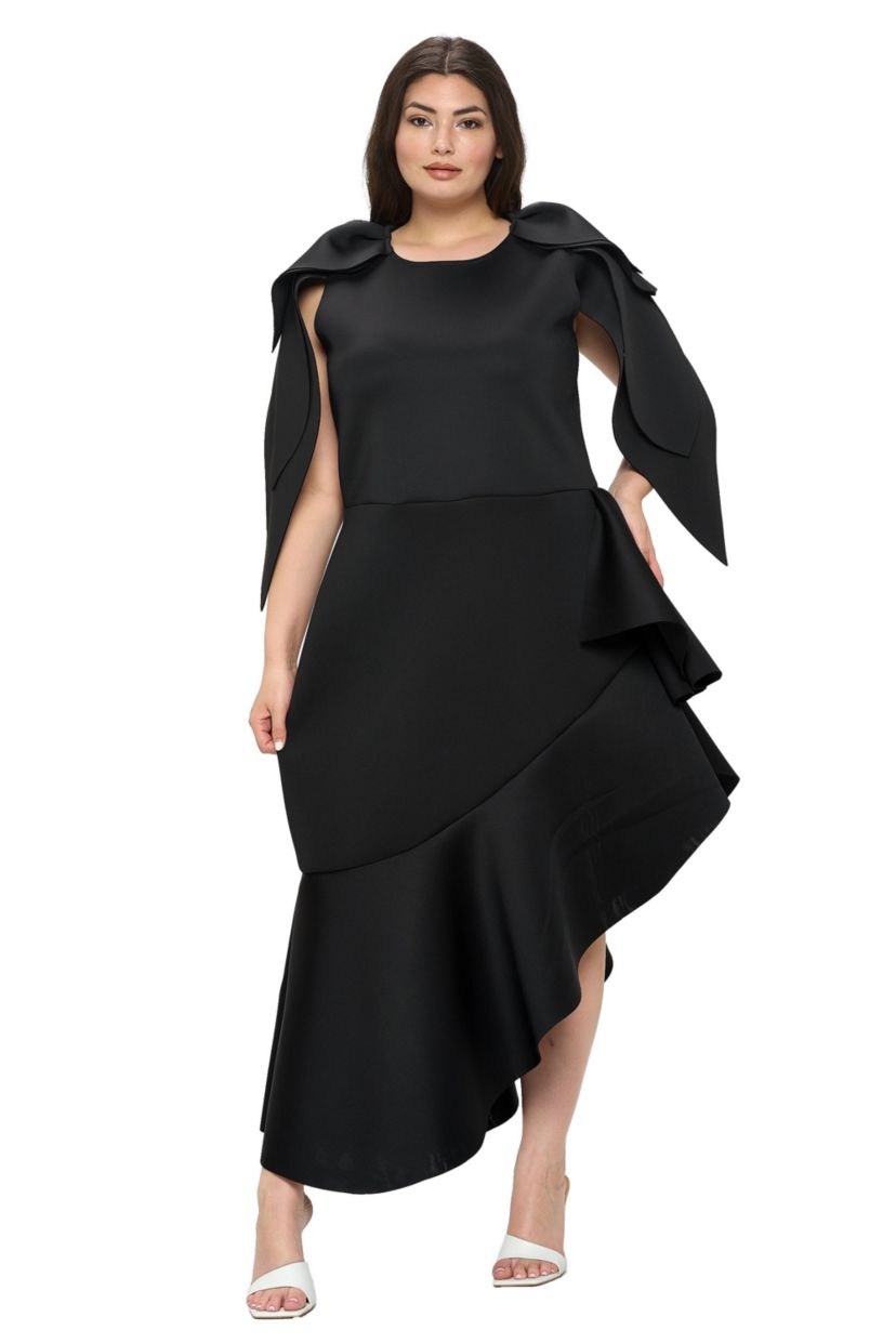 Plus Size Kaskade Ruffled Neoprene Dress